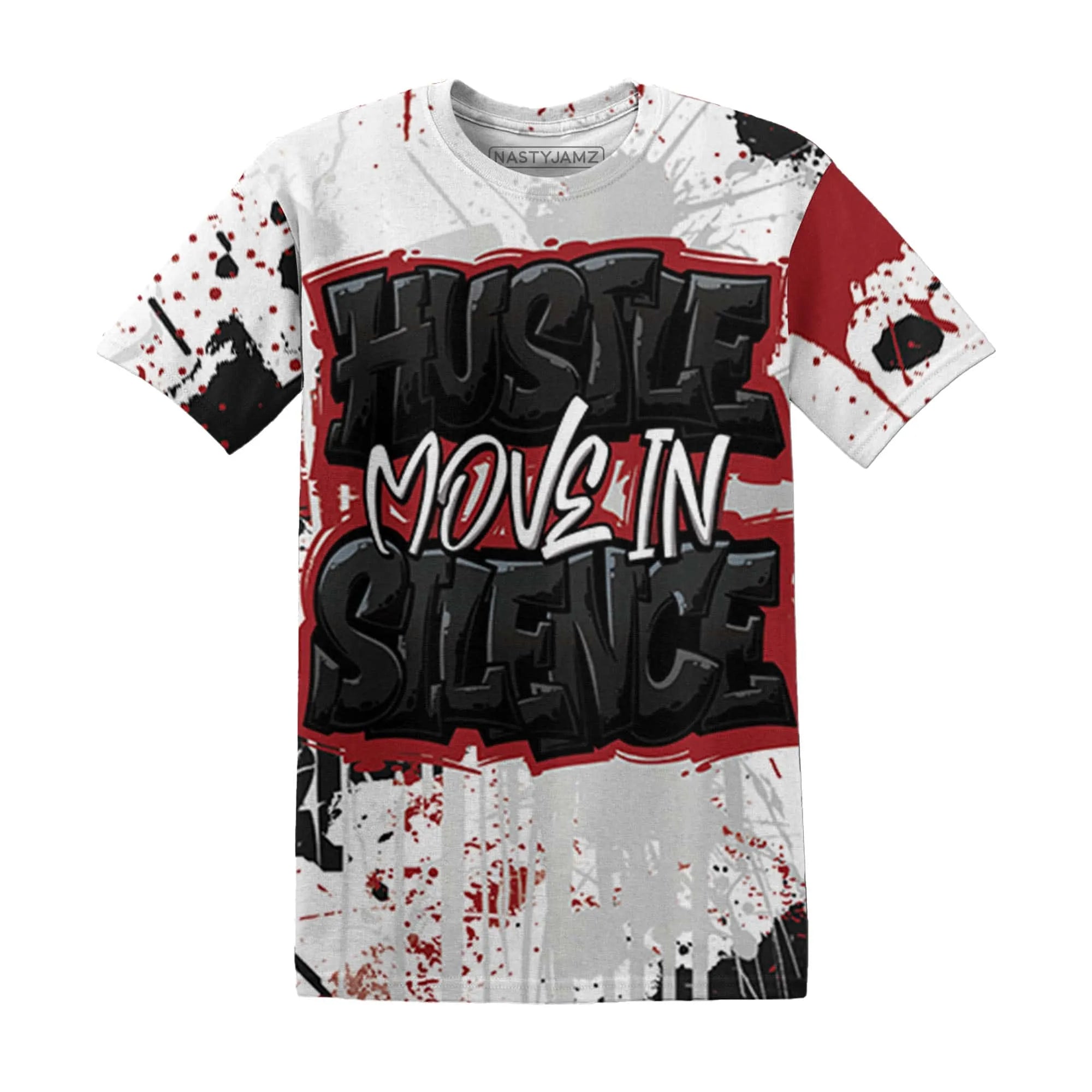 Retro-Red-Taxi-12s-T-Shirt-Match-Hustle-Move-In-Silence-3D