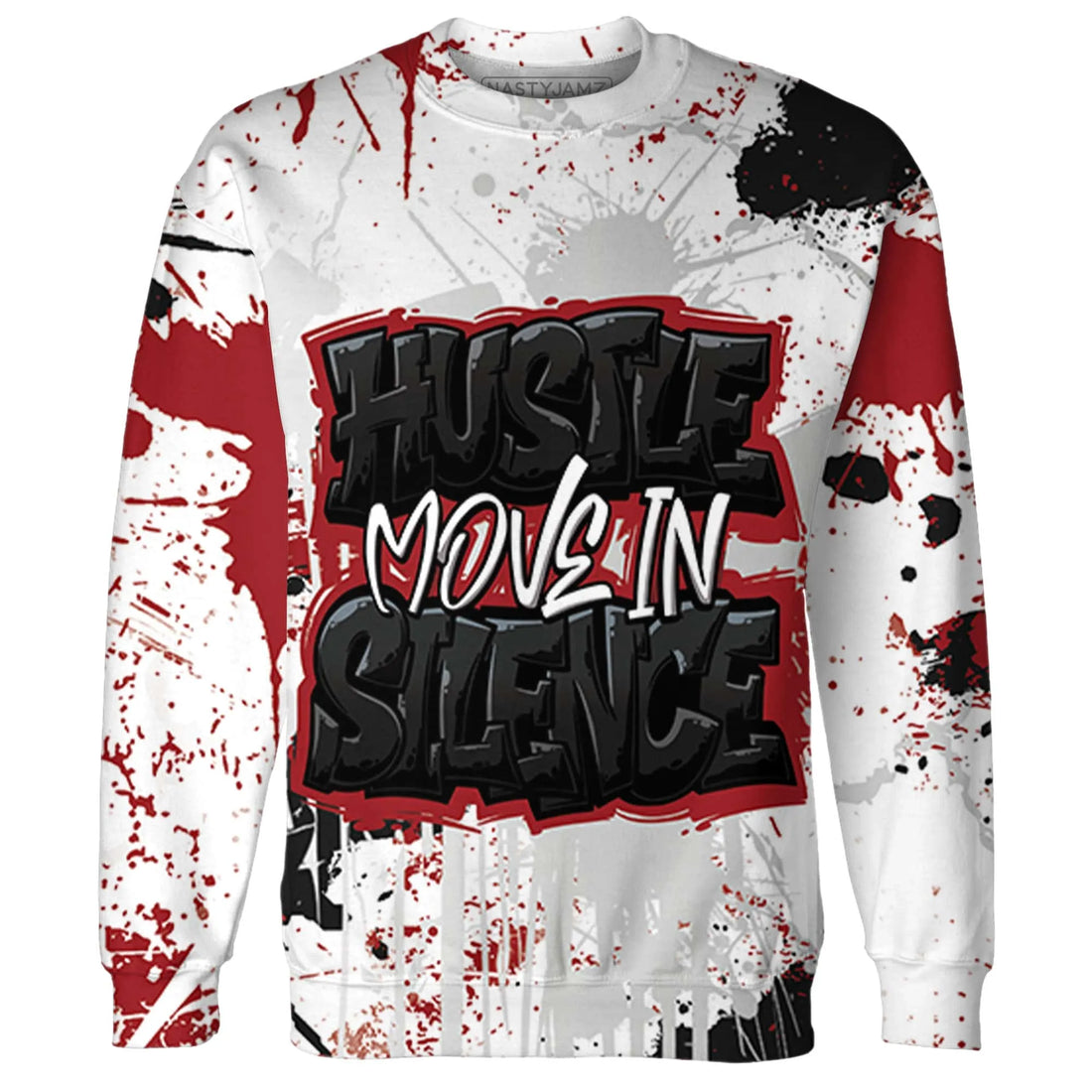 Retro-Red-Taxi-12s-Sweatshirt-Match-Hustle-Move-In-Silence-3D