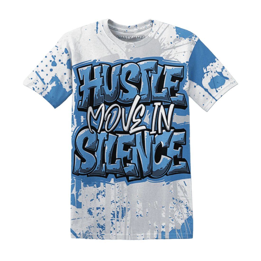 Carolina-Blue-Univercitii-17s-T-Shirt-Match-Hustle-Move-In-Silence-3D