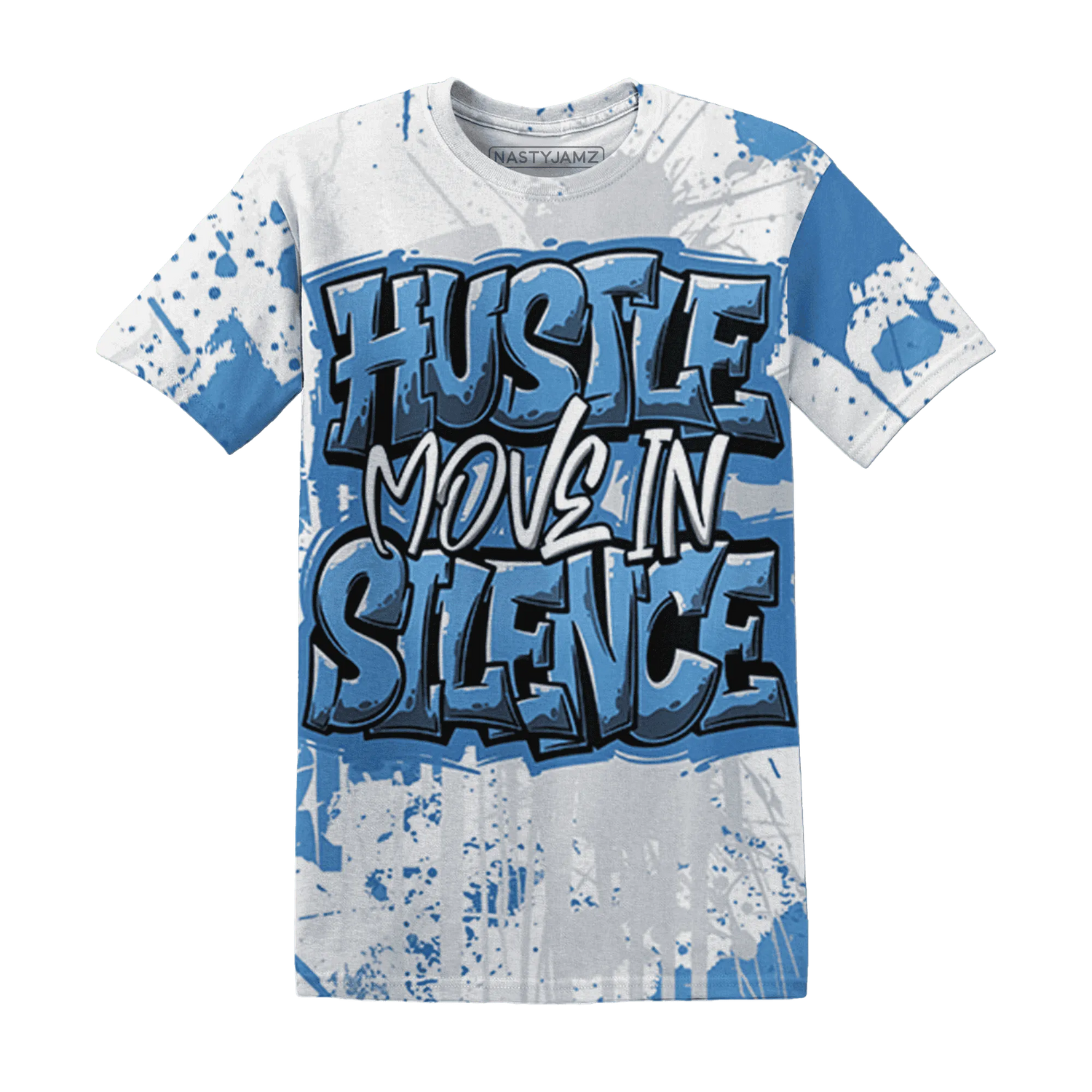 Carolina-Blue-Univercitii-17s-T-Shirt-Match-Hustle-Move-In-Silence-3D