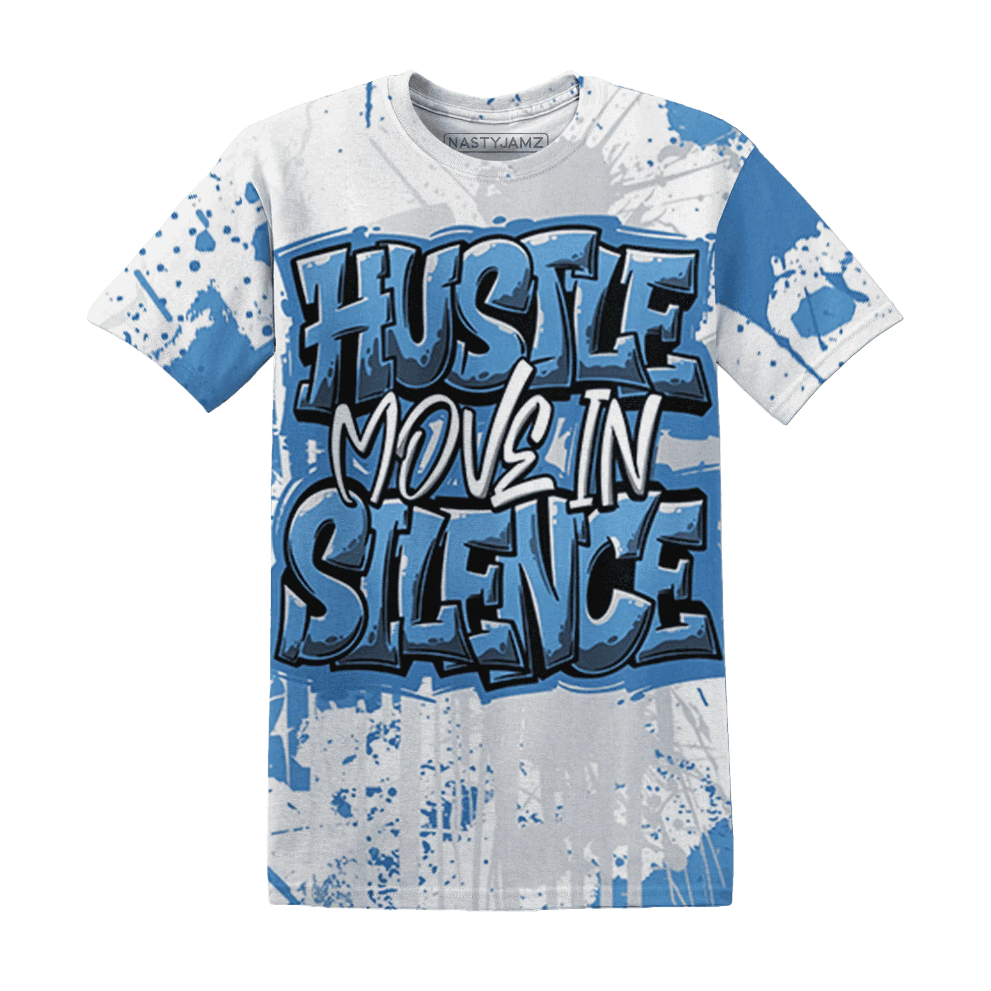 Carolina-Blue-Univercitii-17s-T-Shirt-Match-Hustle-Move-In-Silence-3D