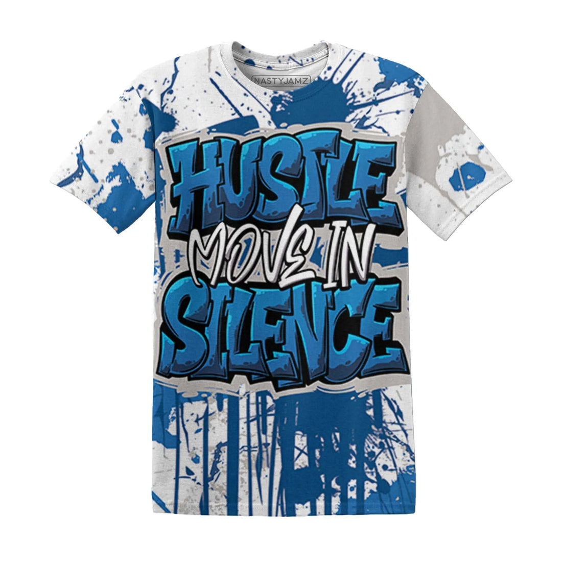 Industrial-Blue-4s-T-Shirt-Match-Hustle-Move-In-Silence-3D