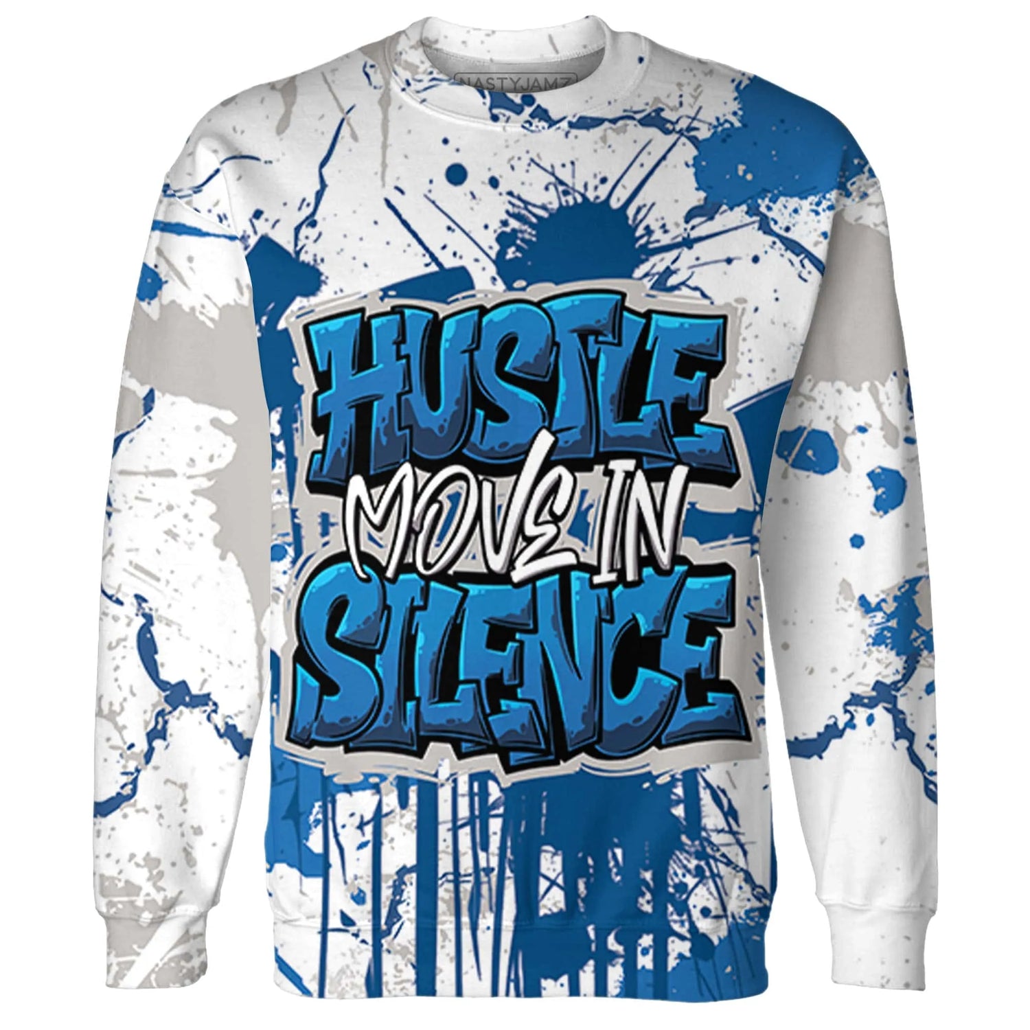 Industrial-Blue-4s-Sweatshirt-Match-Hustle-Move-In-Silence-3D