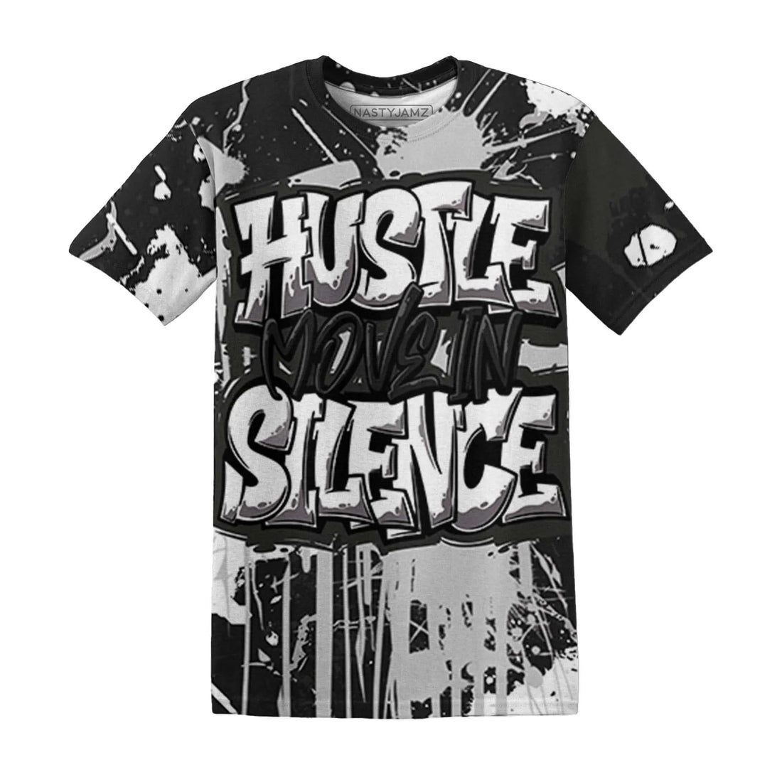 White-Thunder-4s-T-Shirt-Match-Hustle-Move-In-Silence-3D