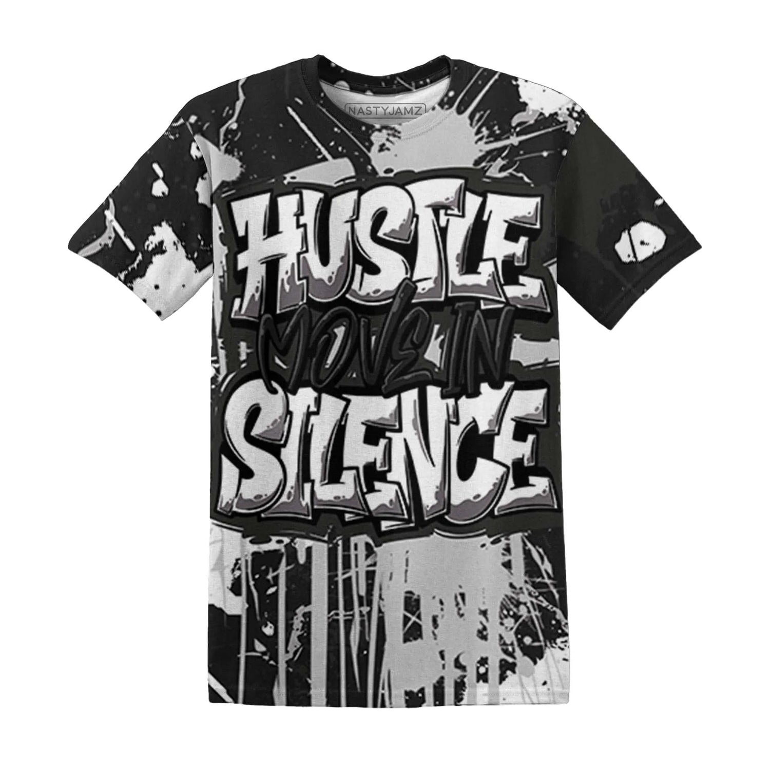 White-Thunder-4s-T-Shirt-Match-Hustle-Move-In-Silence-3D