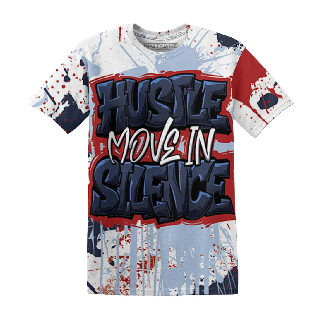 White-Navy-6s-T-Shirt-Match-Hustle-Move-In-Silence-3D