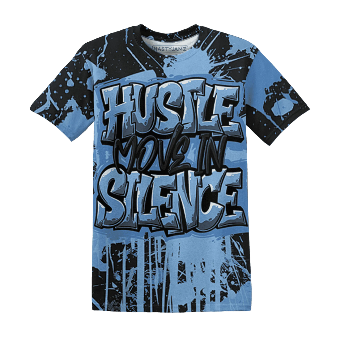 AM-Plus-Black-Univercitii-Blue-T-Shirt-Match-Hustle-Move-In-Silence-3D