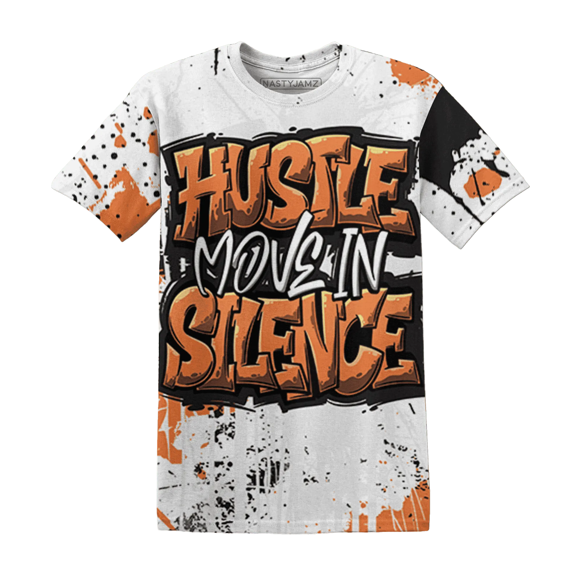 AM-TW-White-Orange-T-Shirt-Match-Hustle-Move-In-Silence-3D