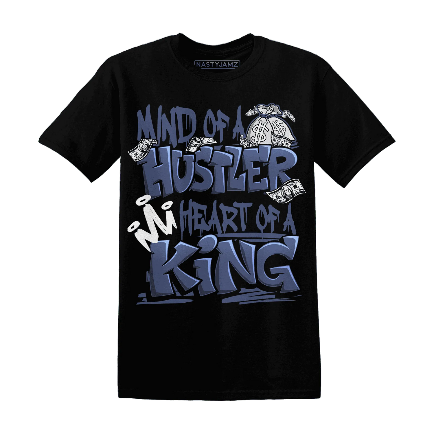 Low-Diffused-Blue-11s-T-Shirt-Match-Hustler-Heart-King