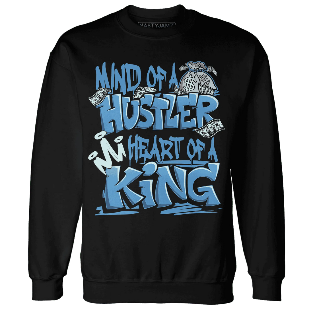 NastyJamz-Carolina-Blue-Univercitii-17s-Sweatshirt-Match-Hustler-Heart-King