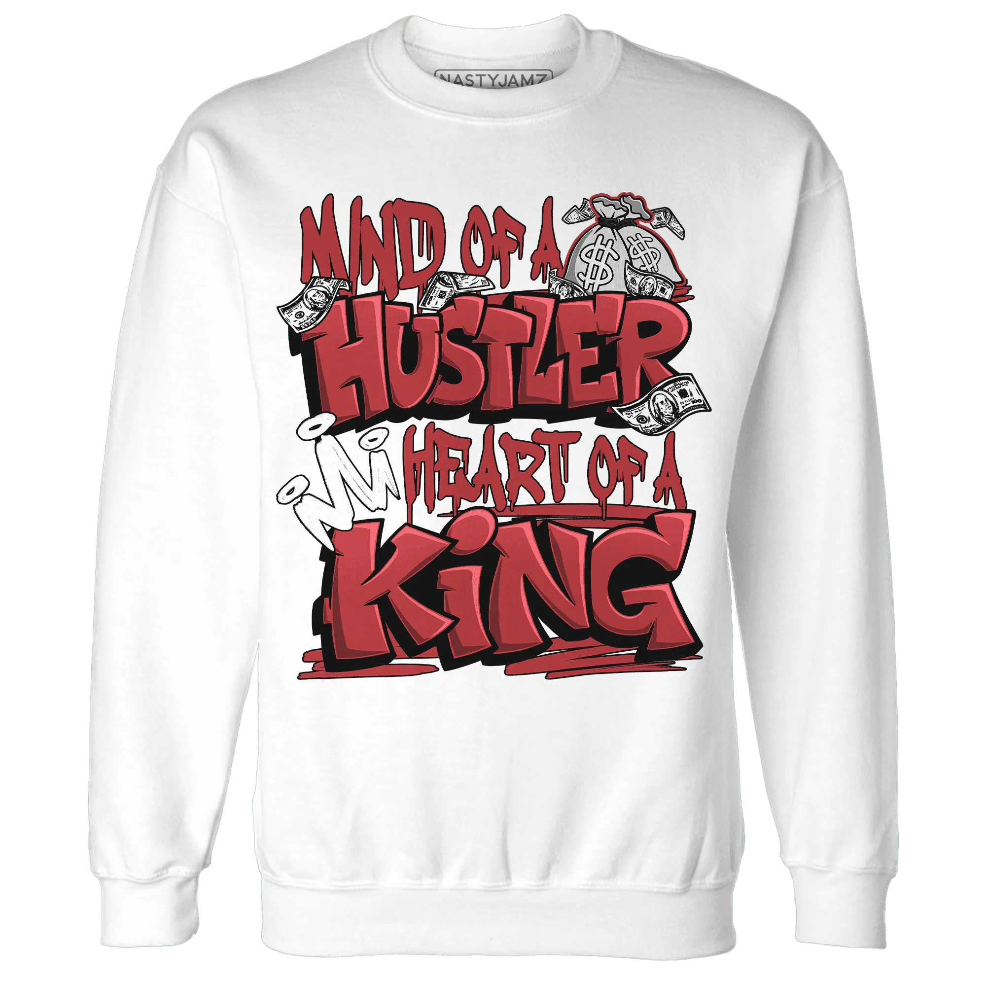 Black-Toe-Reimagined-Red-White-1s-NastyJamz-Sweatshirt-Match-Hustler-Heart-King