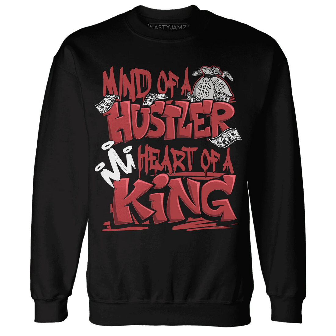 Black-Toe-Reimagined-Red-White-1s-NastyJamz-Sweatshirt-Match-Hustler-Heart-King
