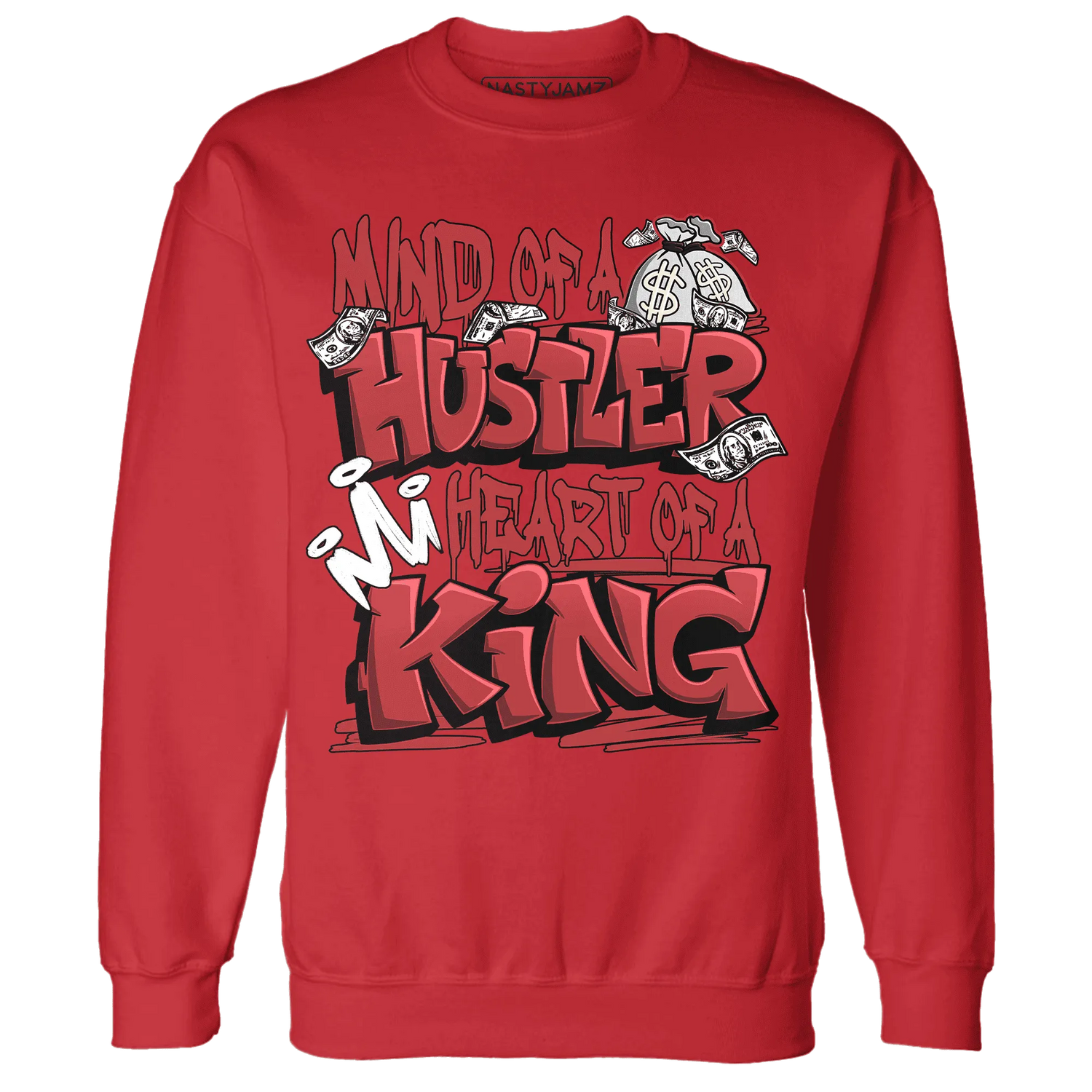 Black-Toe-Reimagined-Red-White-1s-NastyJamz-Sweatshirt-Match-Hustler-Heart-King