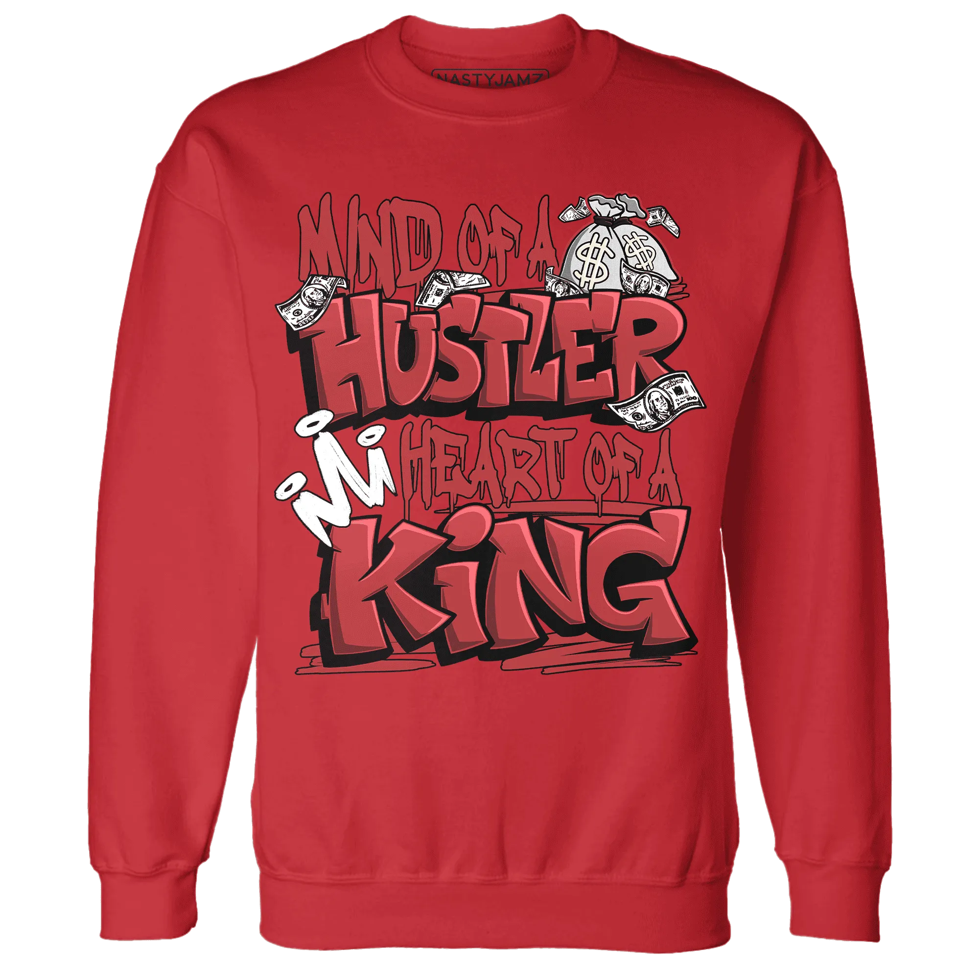 Black-Toe-Reimagined-Red-White-1s-NastyJamz-Sweatshirt-Match-Hustler-Heart-King