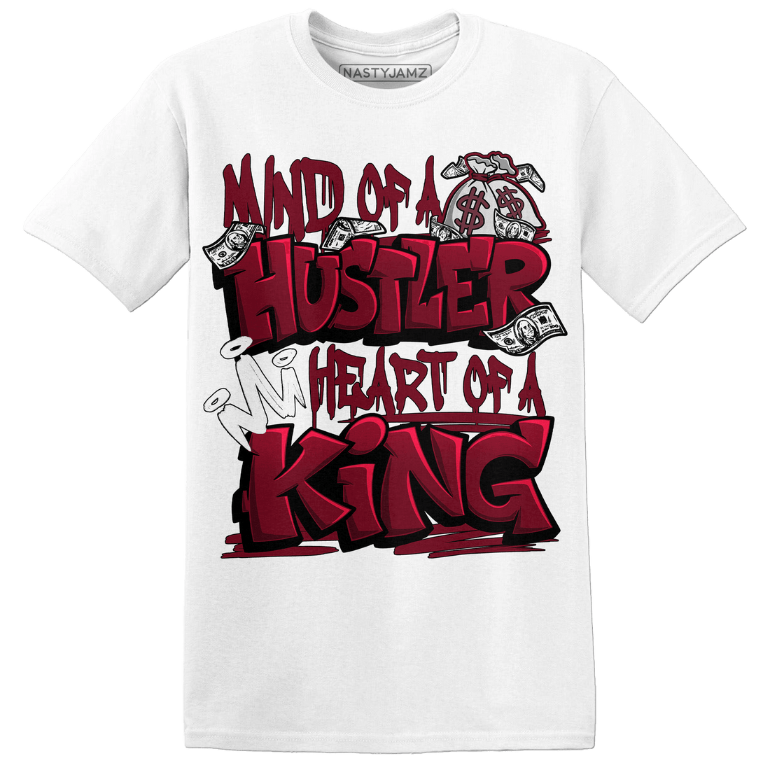 High White Team Red 1s T Shirt Match Hustler Heart King - NastyJamz