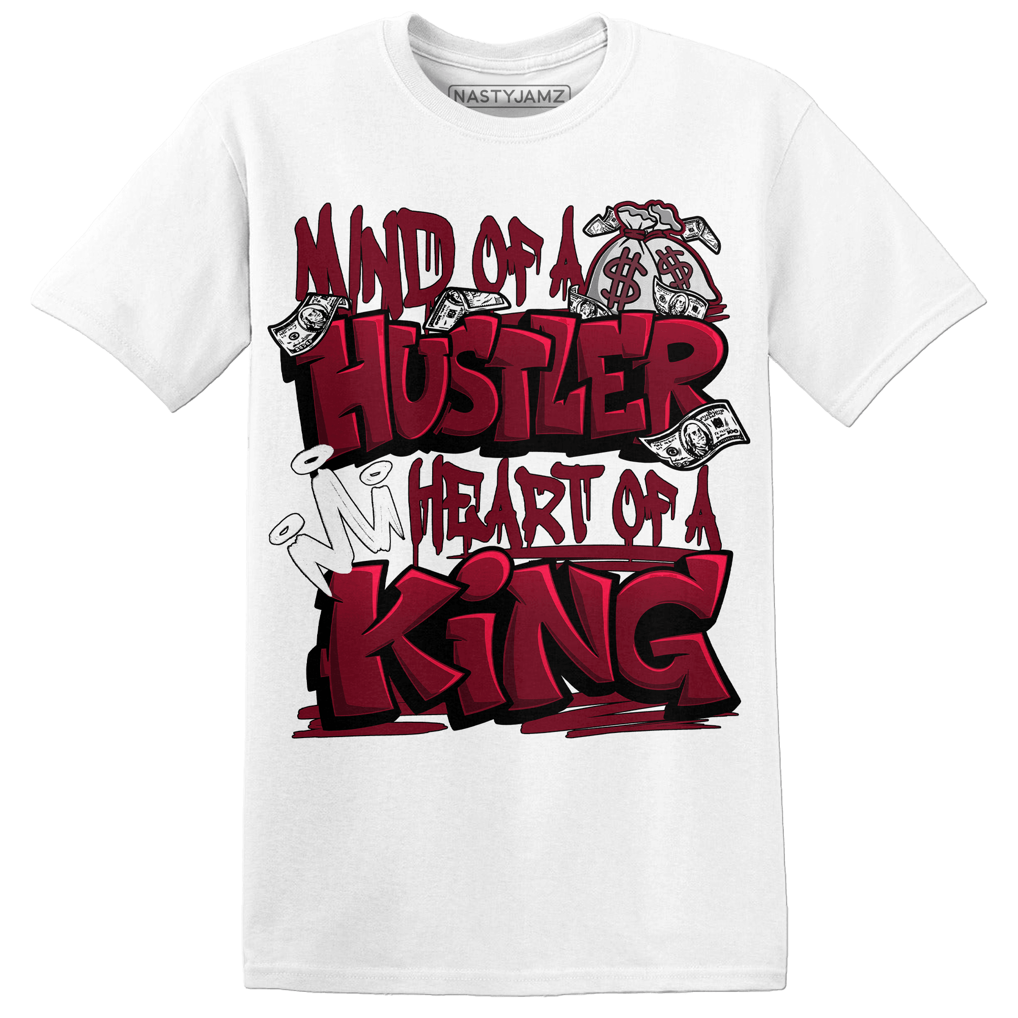 High White Team Red 1s T Shirt Match Hustler Heart King - NastyJamz