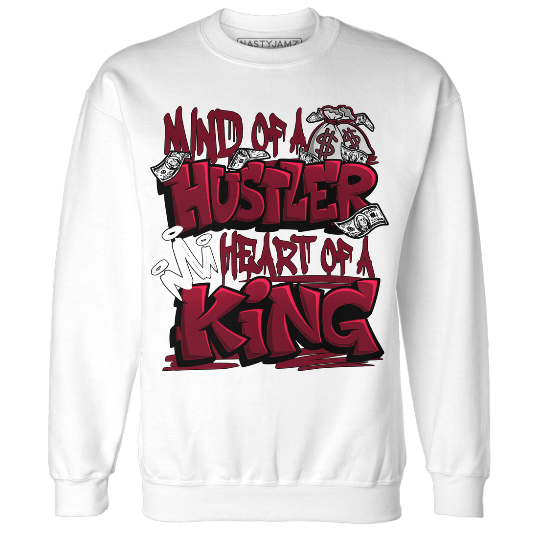 High White Team Red 1s Sweatshirt Match Hustler Heart King - NastyJamz