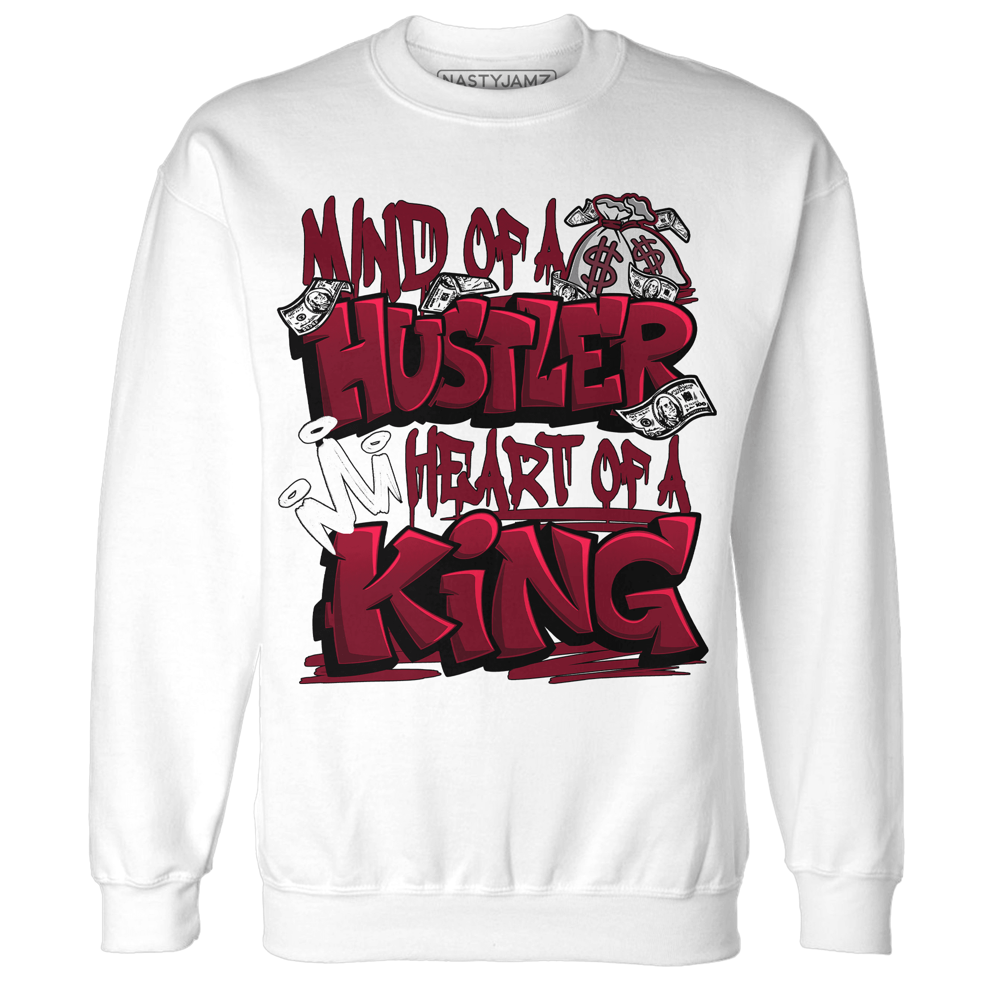 High White Team Red 1s Sweatshirt Match Hustler Heart King - NastyJamz