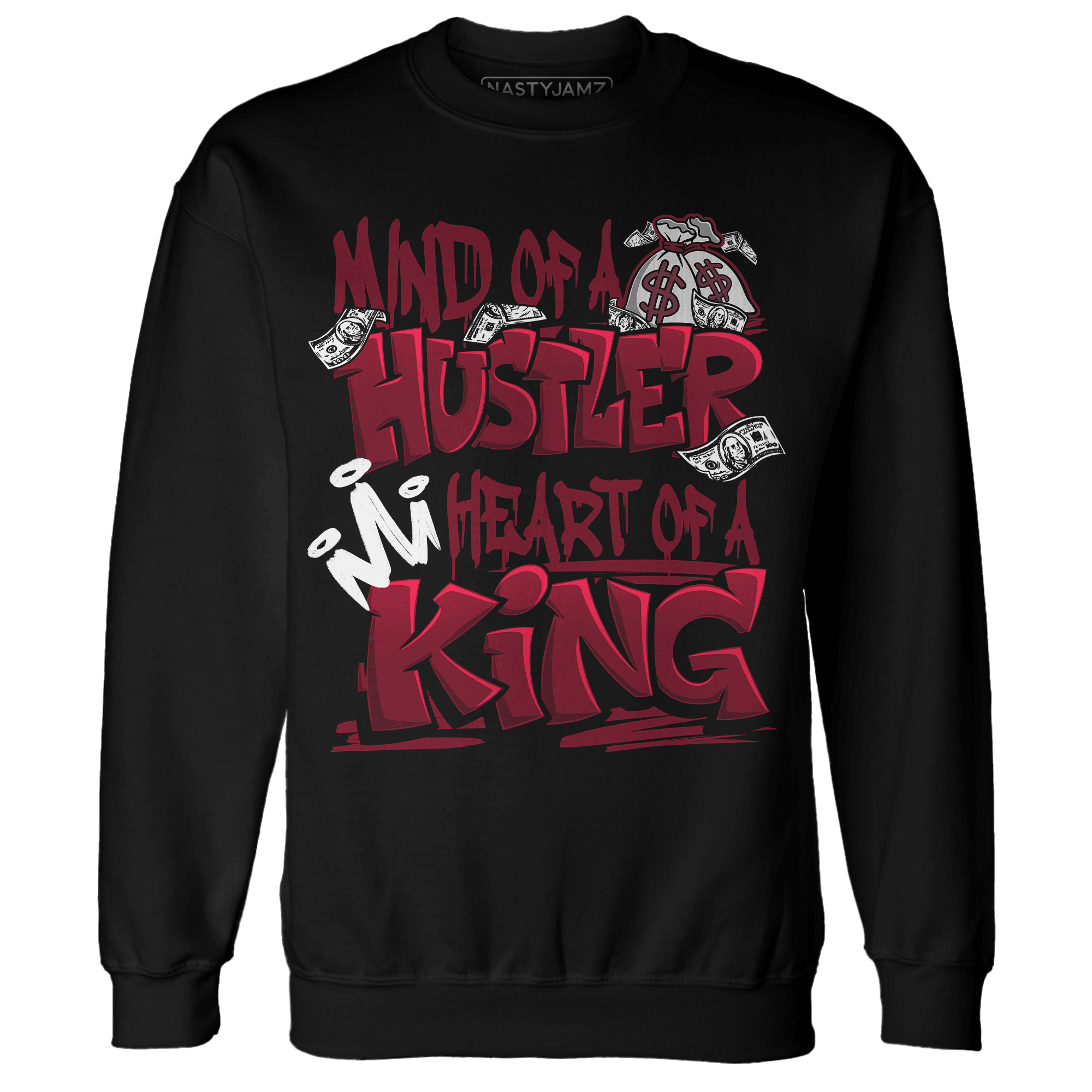 High White Team Red 1s Sweatshirt Match Hustler Heart King - NastyJamz