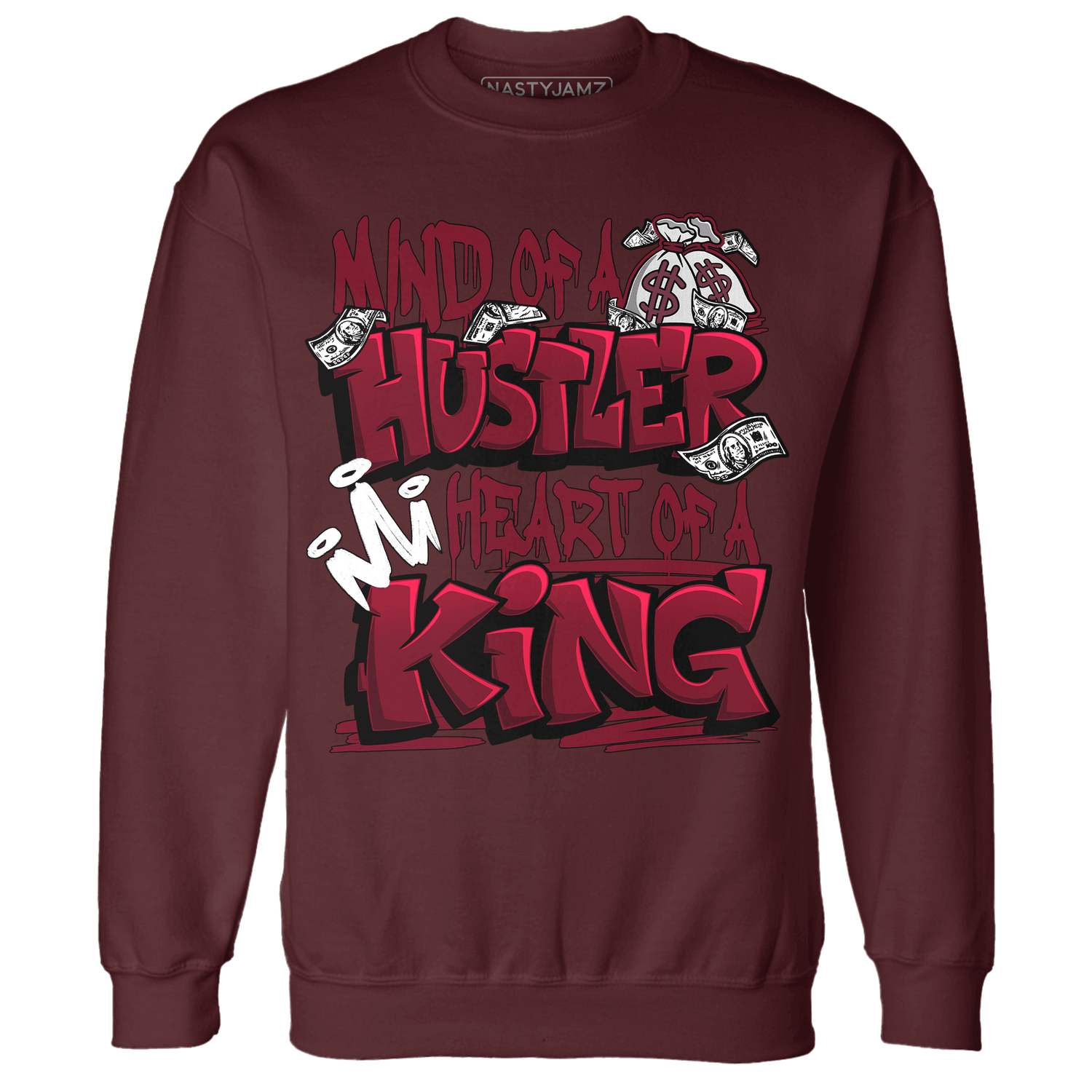 High White Team Red 1s Sweatshirt Match Hustler Heart King - NastyJamz