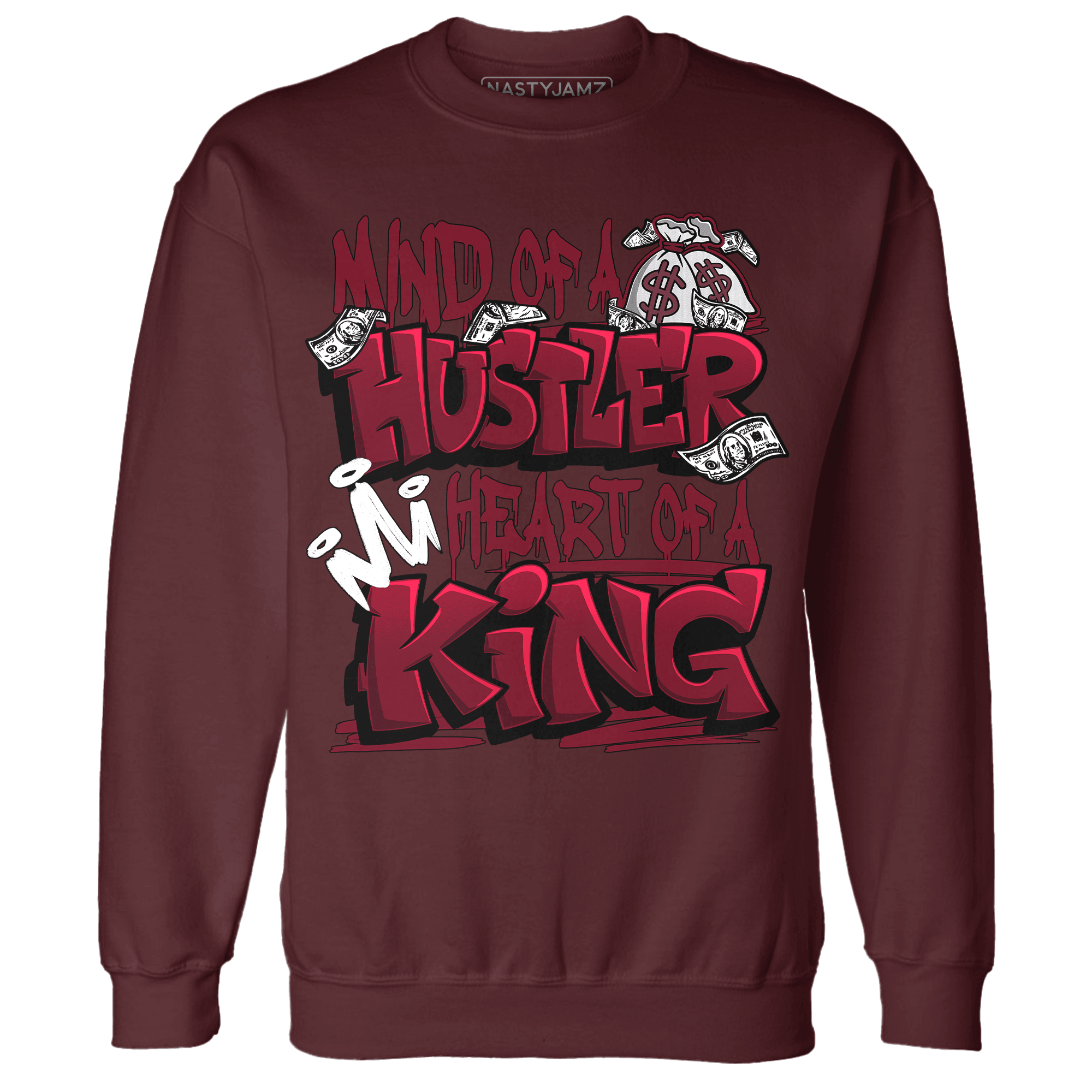 High White Team Red 1s Sweatshirt Match Hustler Heart King - NastyJamz