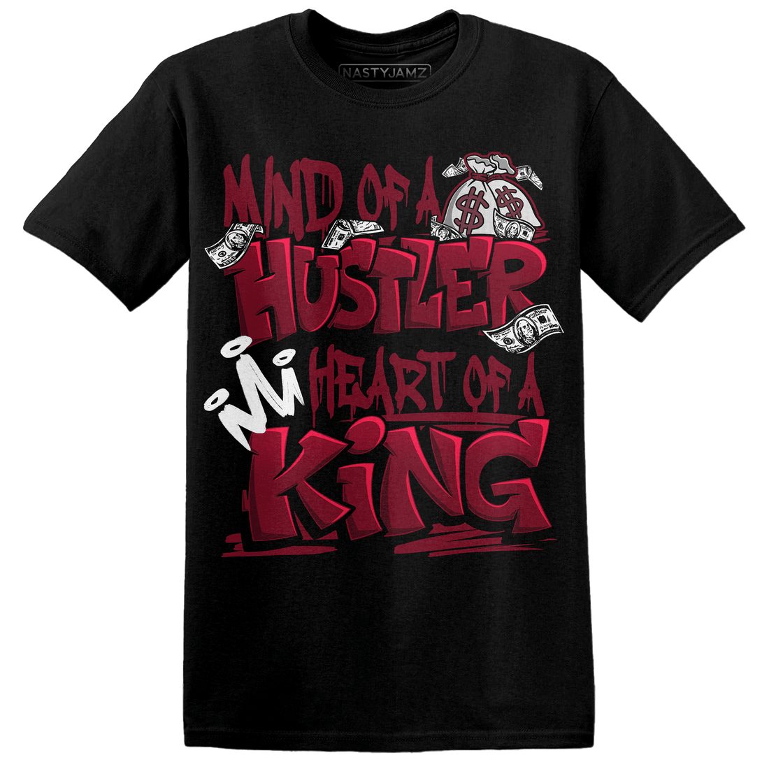 High White Team Red 1s T Shirt Match Hustler Heart King - NastyJamz