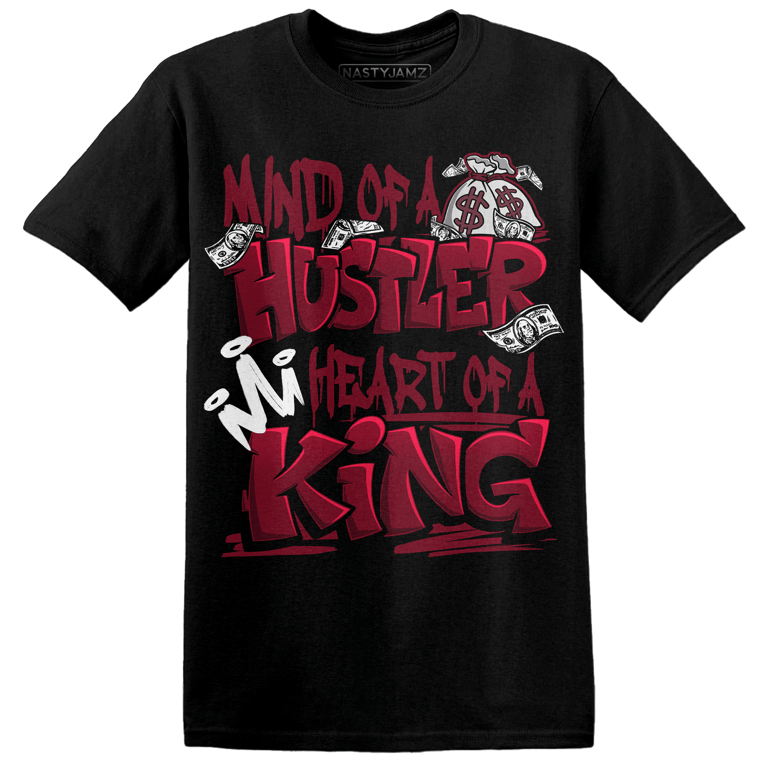 High White Team Red 1s T Shirt Match Hustler Heart King - NastyJamz