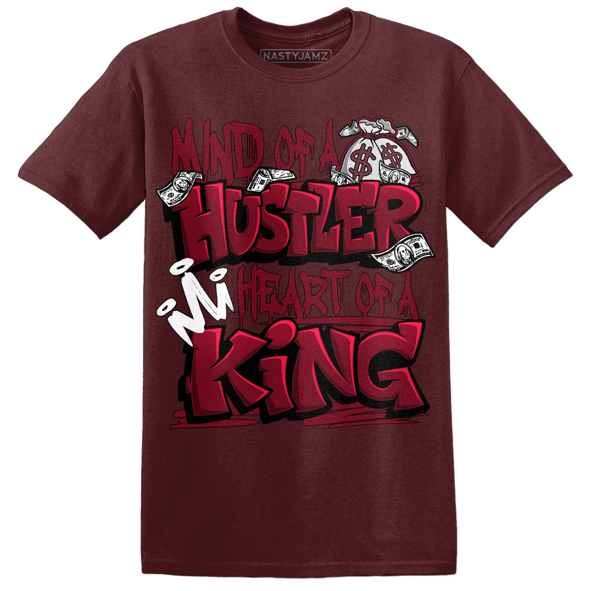 High White Team Red 1s T Shirt Match Hustler Heart King - NastyJamz