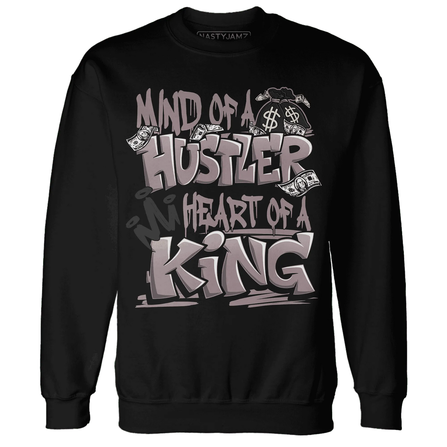 NastyJamz-Black-Violet-Ore-3s-Sweatshirt-Match-Hustler-Heart-King