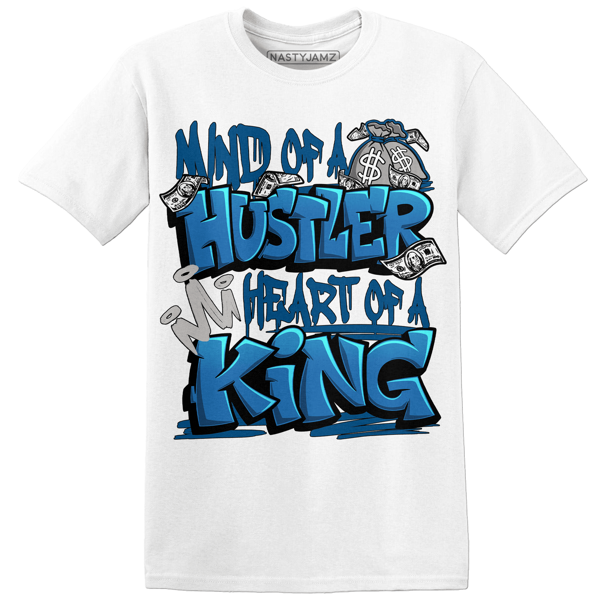 Industrial Blue 4s T Shirt Match Hustler Heart King - NastyJamz