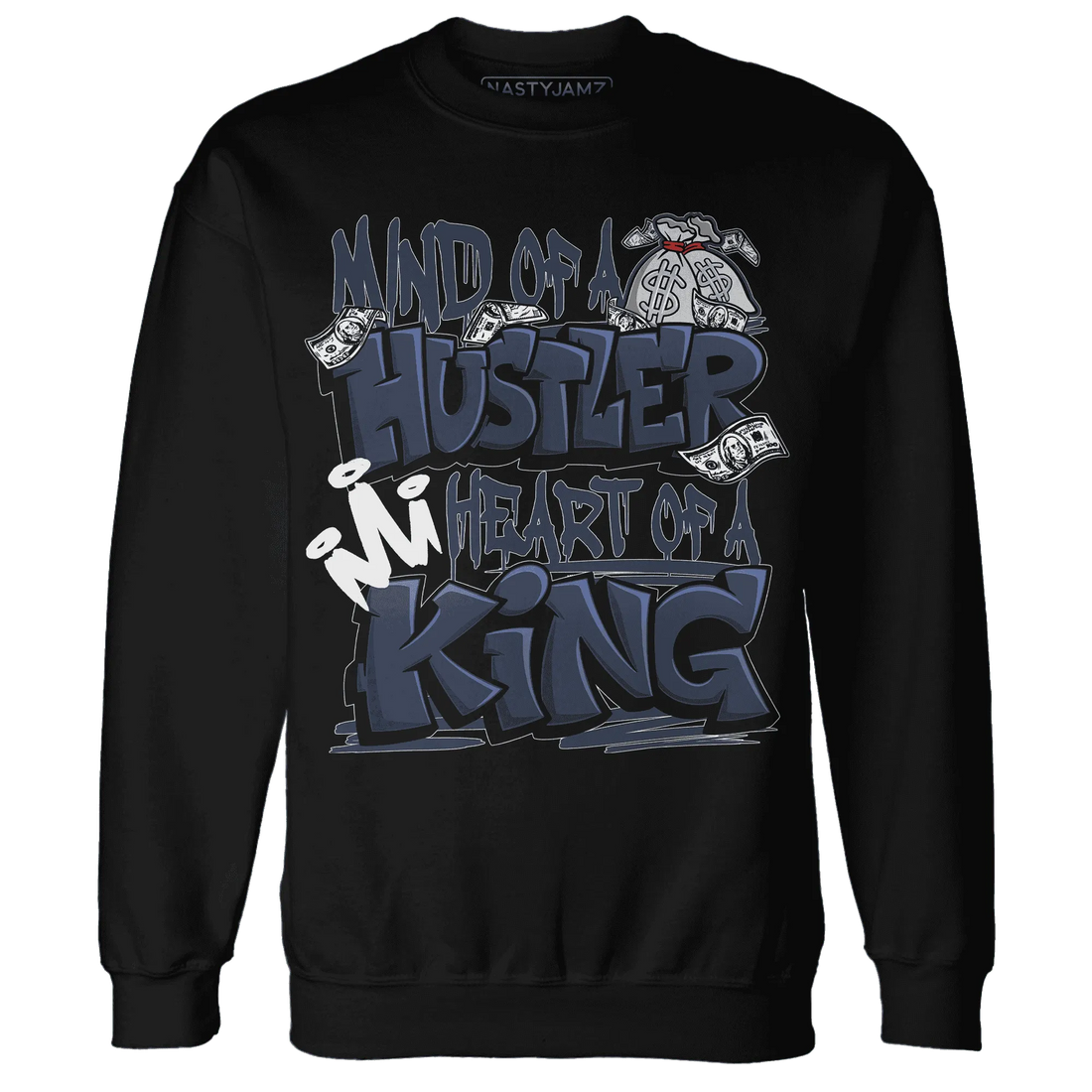 White-Navy-6s-Sweatshirt-Match-Hustler-Heart-King