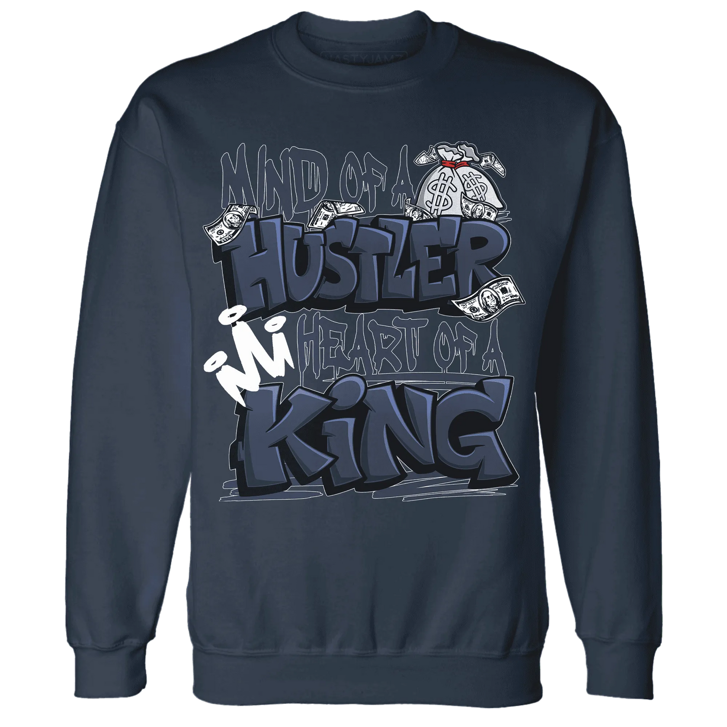 White-Navy-6s-Sweatshirt-Match-Hustler-Heart-King
