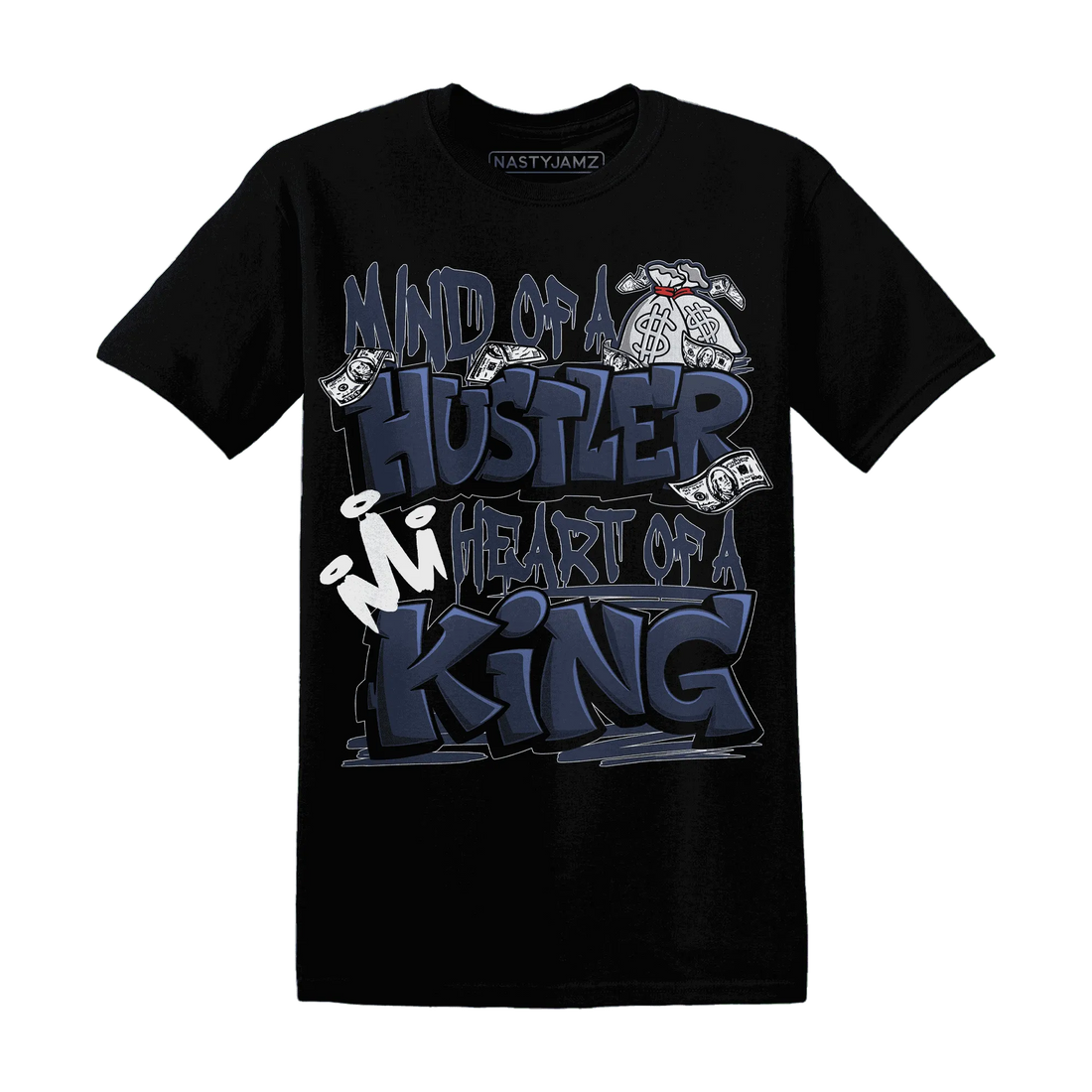 White-Navy-6s-T-Shirt-Match-Hustler-Heart-King