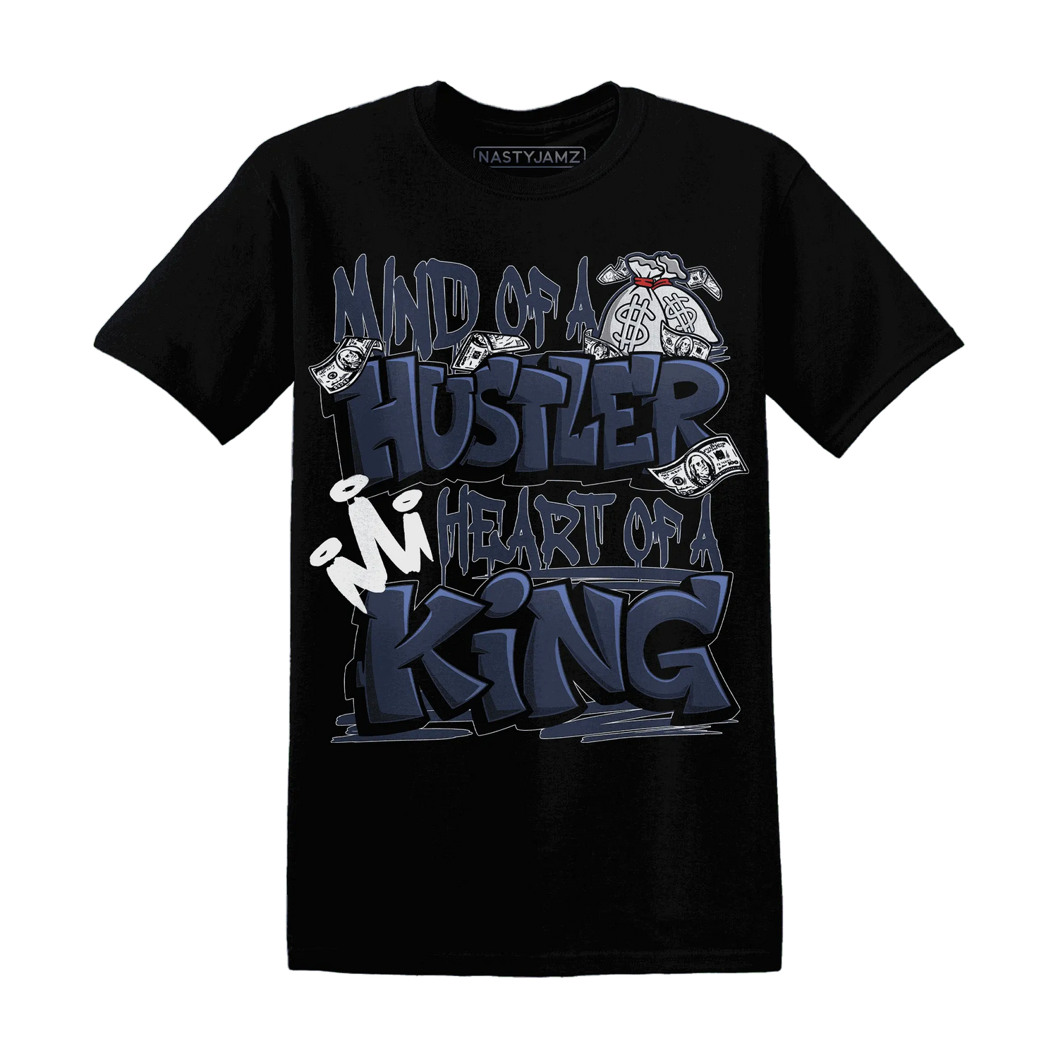 White-Navy-6s-T-Shirt-Match-Hustler-Heart-King