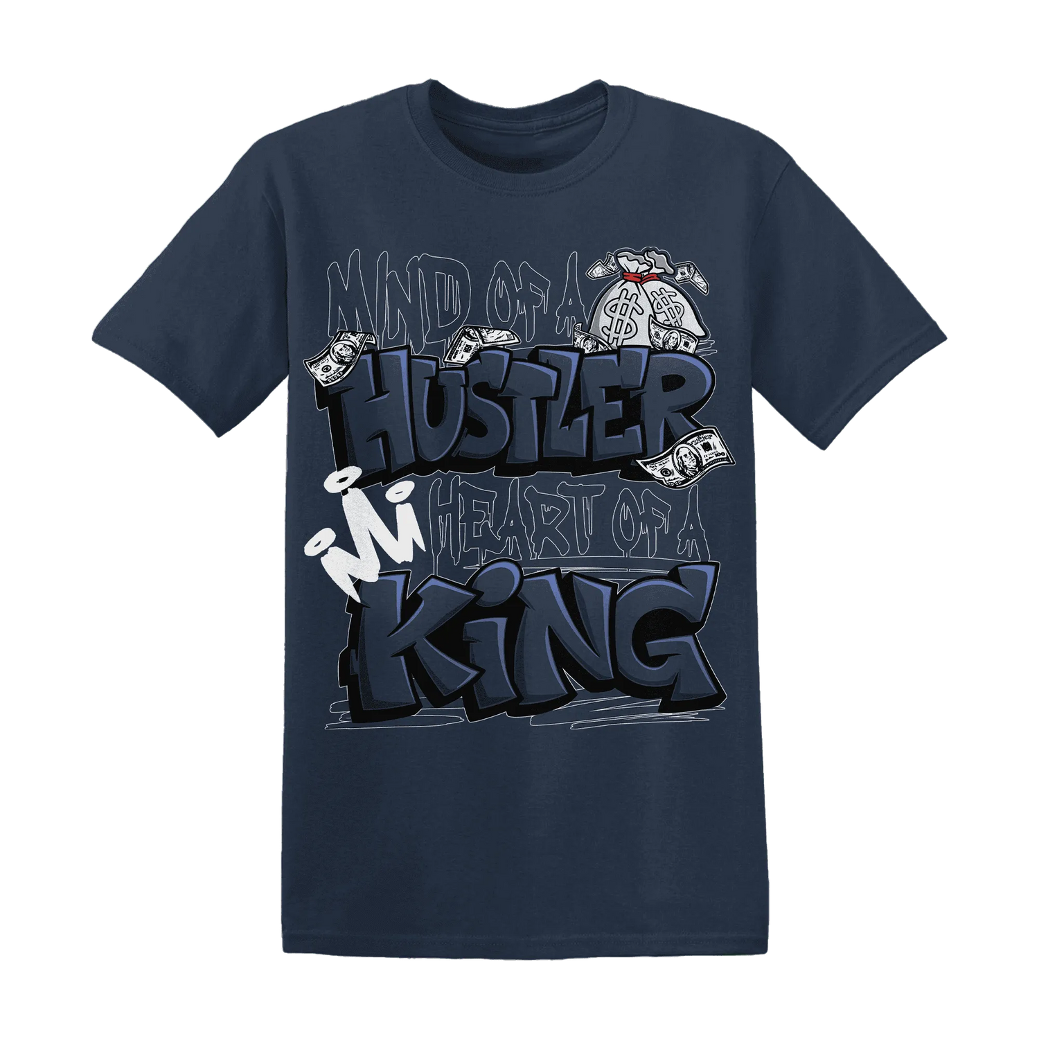 White-Navy-6s-T-Shirt-Match-Hustler-Heart-King