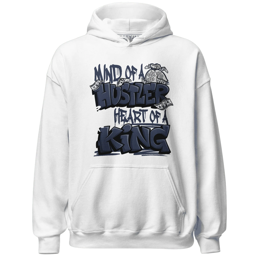 White-Navy-6s-Hoodie-Match-Hustler-Heart-King