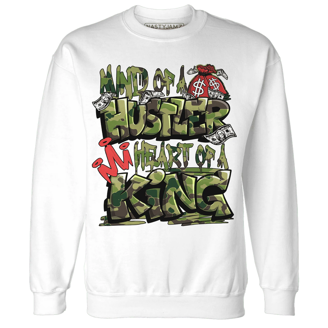 AM-90-Dark-Sage-Solar-Red-NastyJamz-Sweatshirt-Match-Hustler-Heart-King