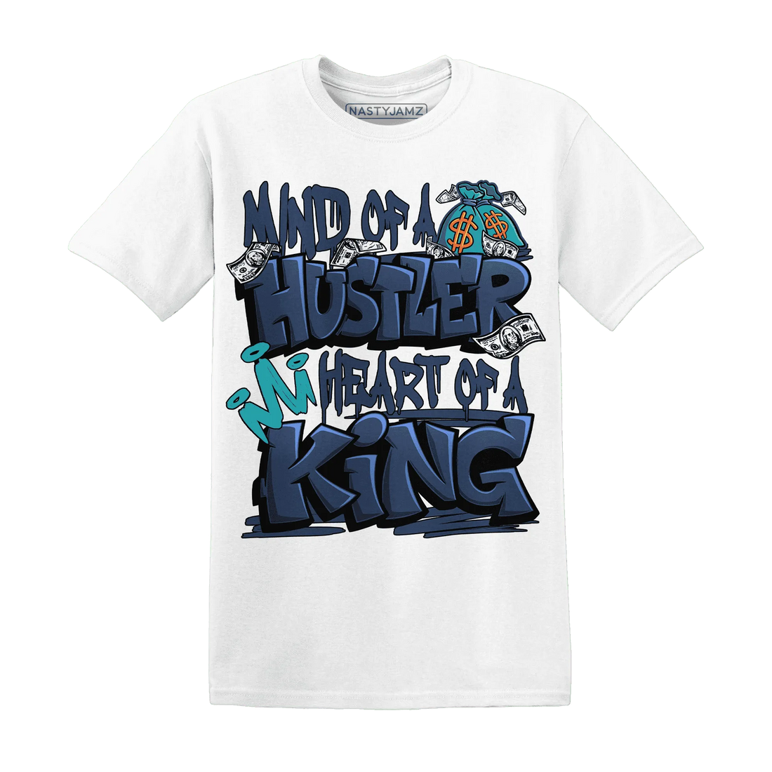 NastyJamz-AM-Plus-Drift-Midnight-Navy-Total-Orange-Dusty-Cactus-T-Shirt-Match-Hustler-Heart-King
