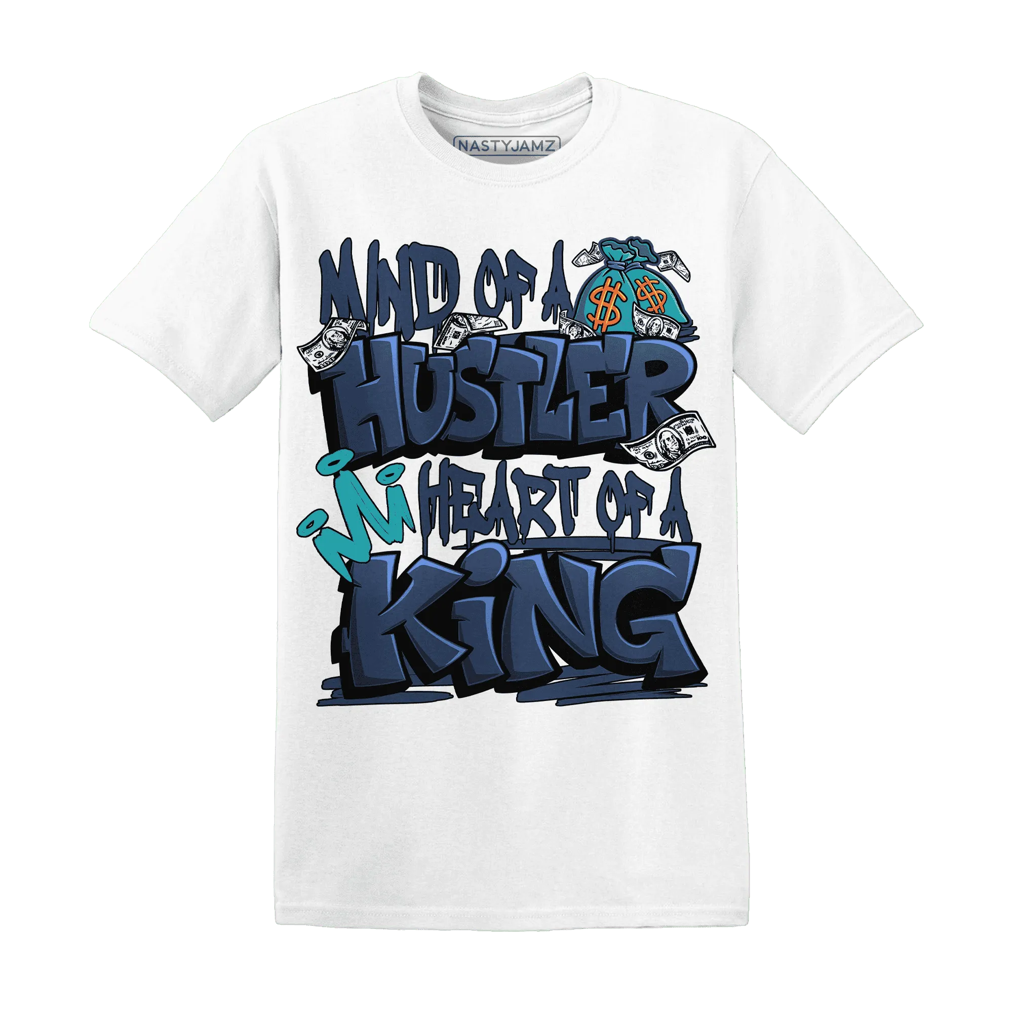NastyJamz-AM-Plus-Drift-Midnight-Navy-Total-Orange-Dusty-Cactus-T-Shirt-Match-Hustler-Heart-King