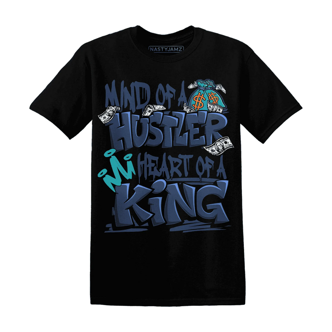 NastyJamz-AM-Plus-Drift-Midnight-Navy-Total-Orange-Dusty-Cactus-T-Shirt-Match-Hustler-Heart-King
