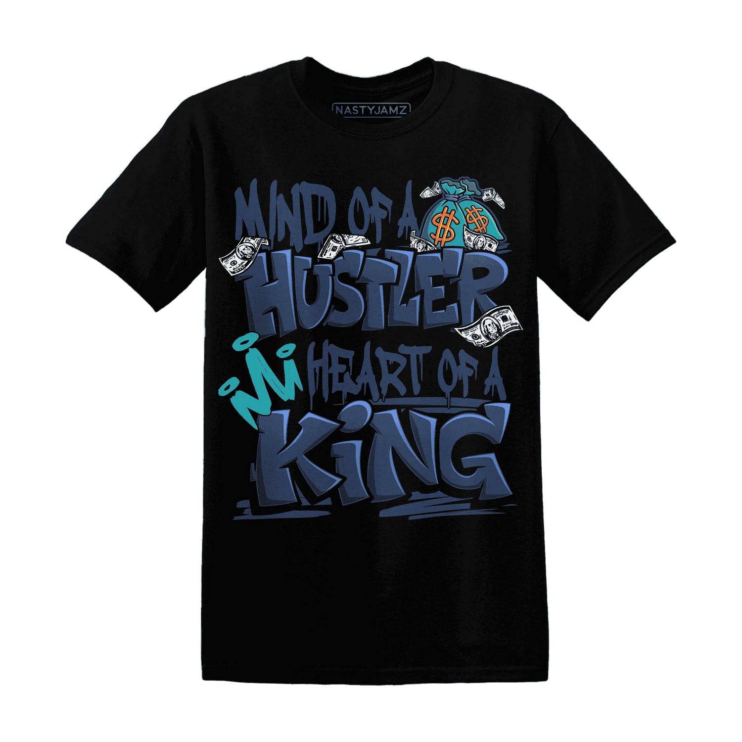 NastyJamz-AM-Plus-Drift-Midnight-Navy-Total-Orange-Dusty-Cactus-T-Shirt-Match-Hustler-Heart-King