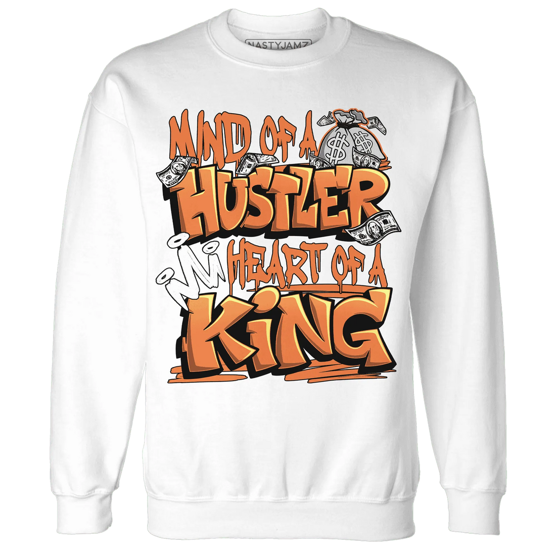 NastyJamz-AM-TW-White-Orange-Sweatshirt-Match-Hustler-Heart-King