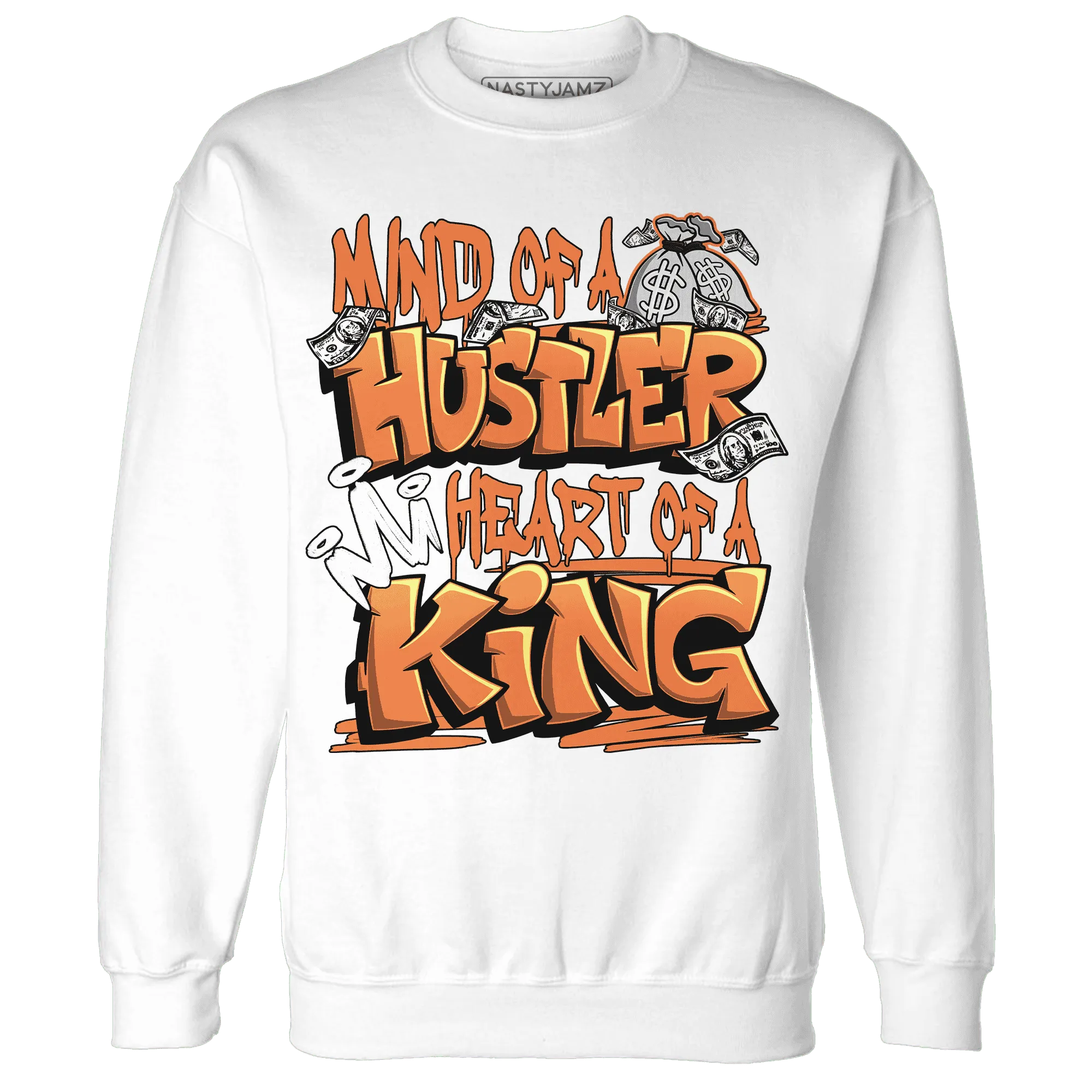 NastyJamz-AM-TW-White-Orange-Sweatshirt-Match-Hustler-Heart-King