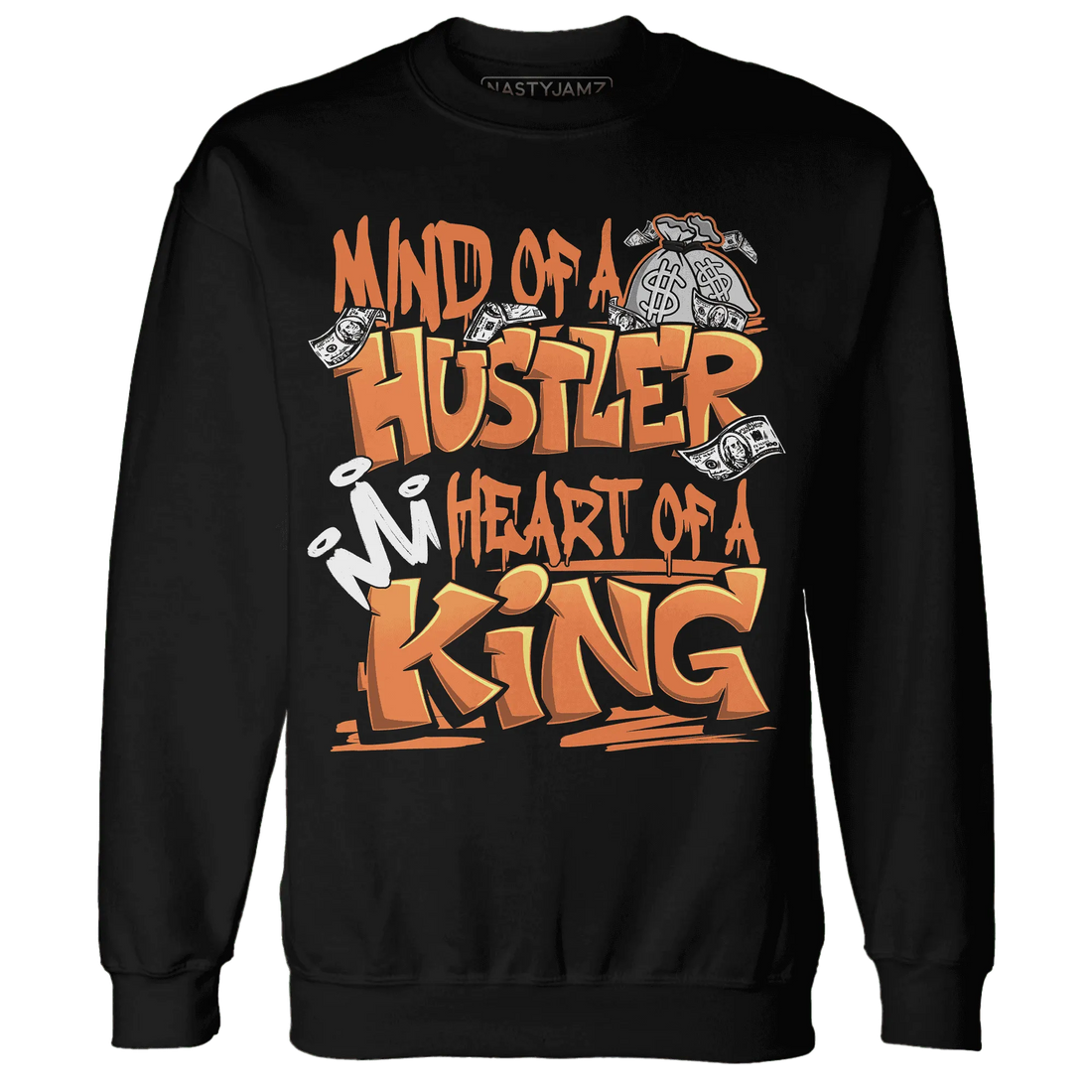 NastyJamz-AM-TW-White-Orange-Sweatshirt-Match-Hustler-Heart-King