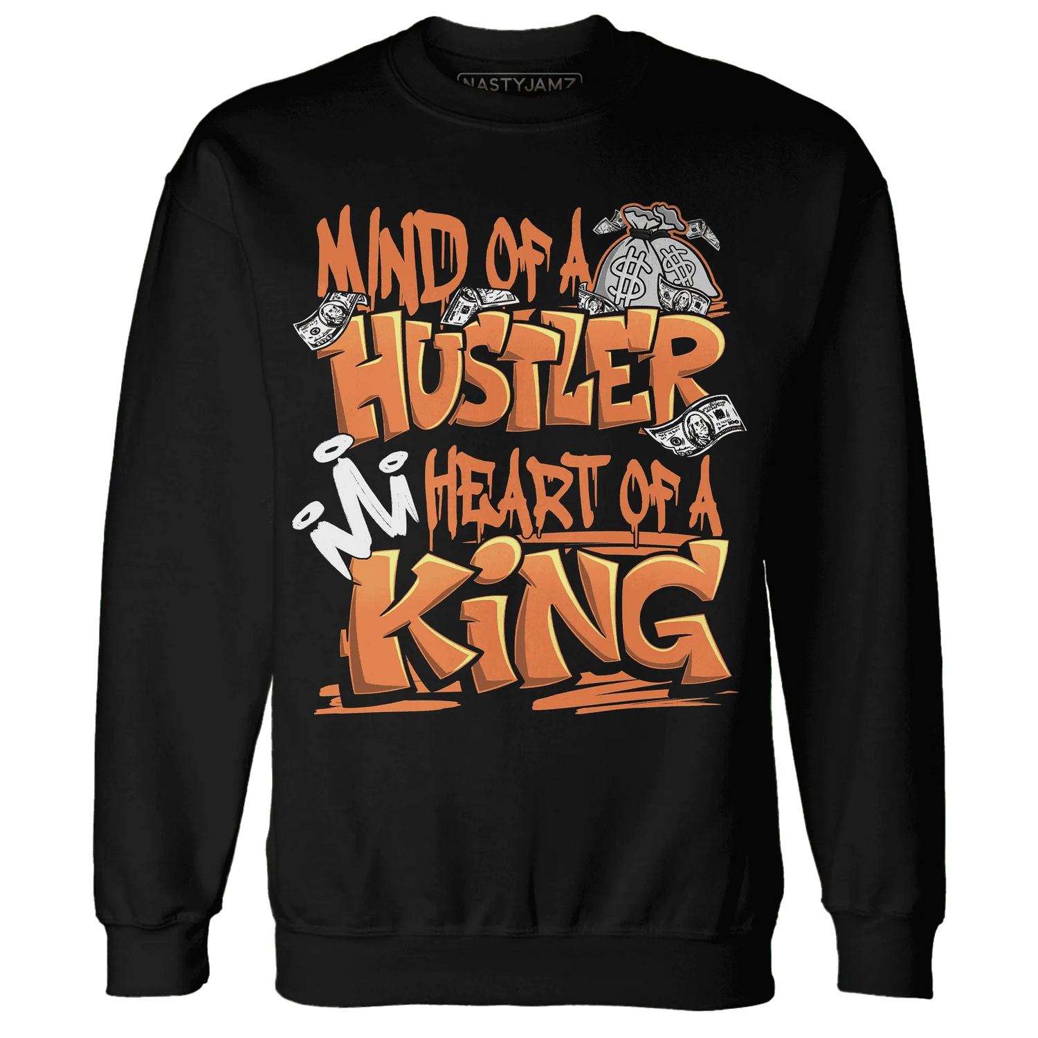 NastyJamz-AM-TW-White-Orange-Sweatshirt-Match-Hustler-Heart-King