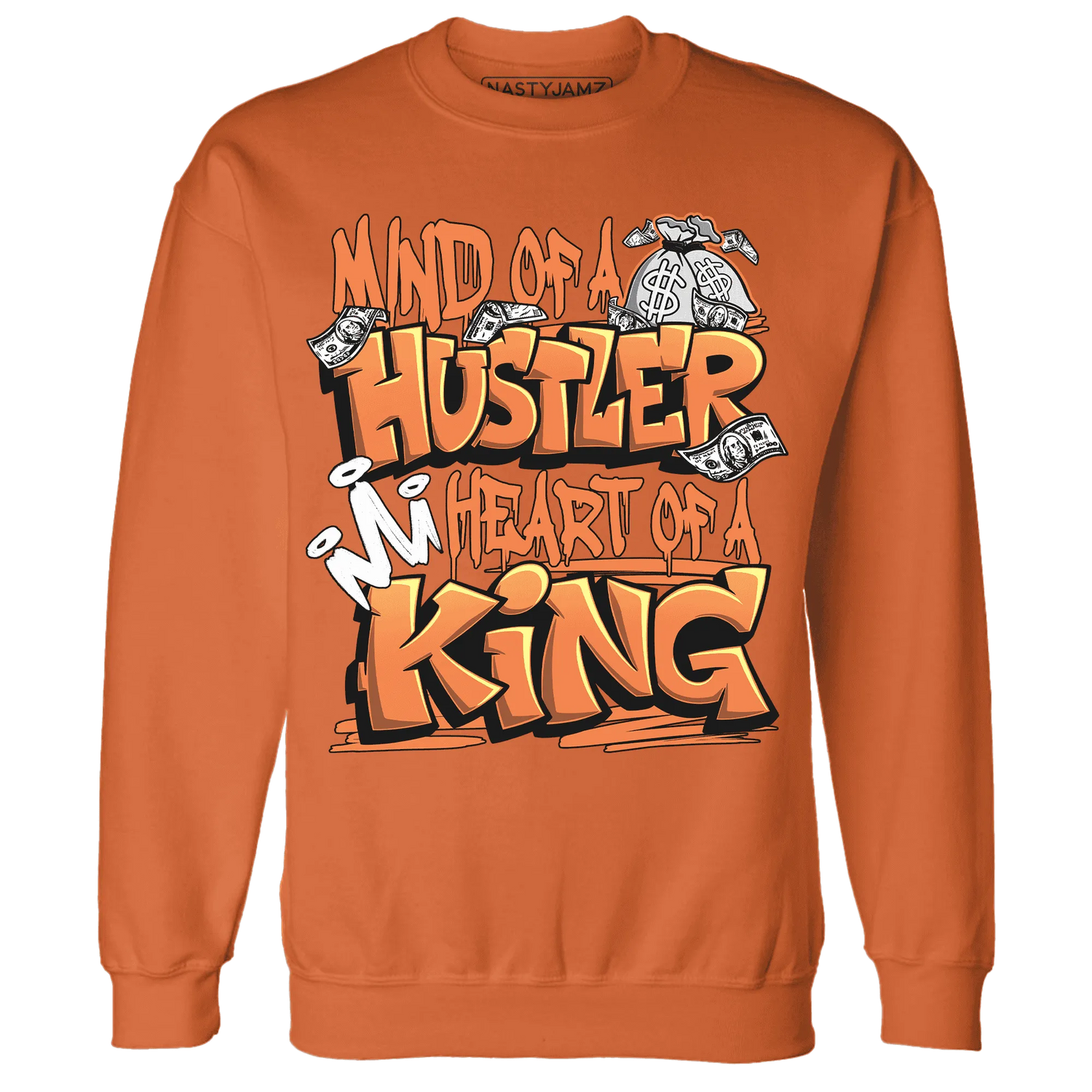 NastyJamz-AM-TW-White-Orange-Sweatshirt-Match-Hustler-Heart-King