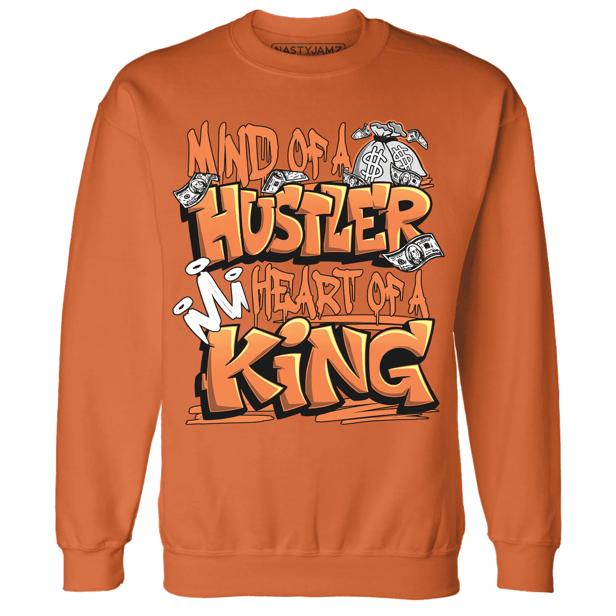 NastyJamz-AM-TW-White-Orange-Sweatshirt-Match-Hustler-Heart-King