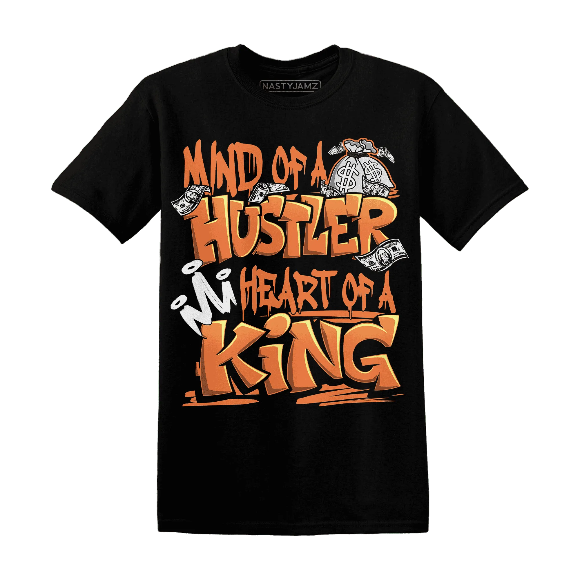 NastyJamz-AM-TW-White-Orange-T-Shirt-Match-Hustler-Heart-King