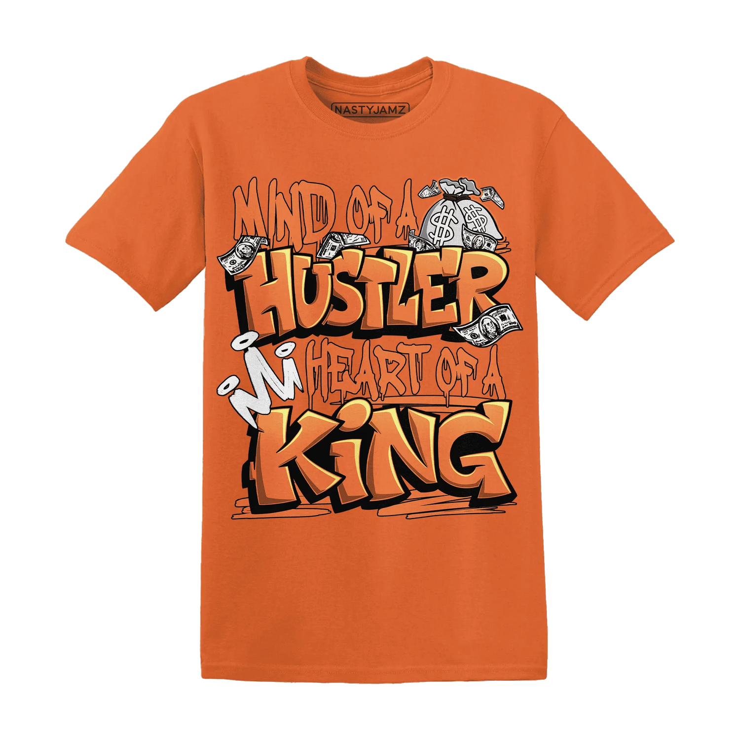 NastyJamz-AM-TW-White-Orange-T-Shirt-Match-Hustler-Heart-King