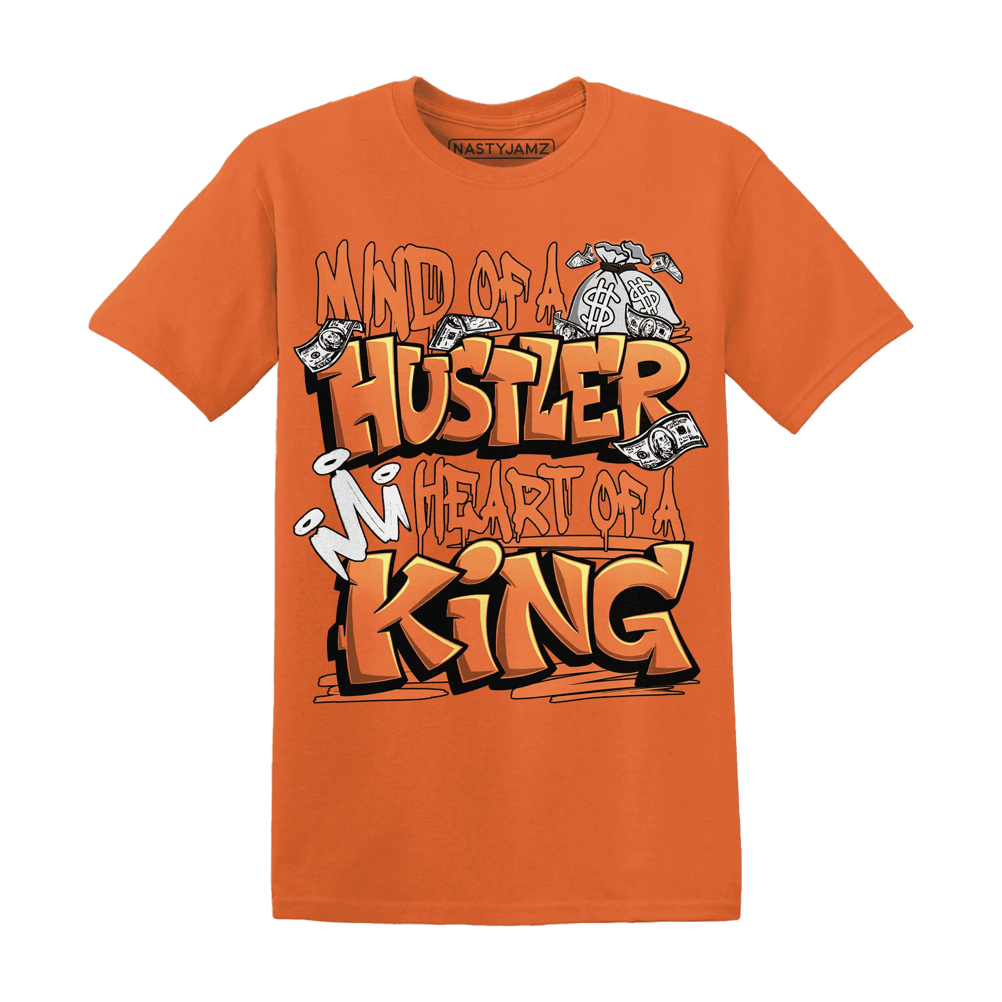 NastyJamz-AM-TW-White-Orange-T-Shirt-Match-Hustler-Heart-King